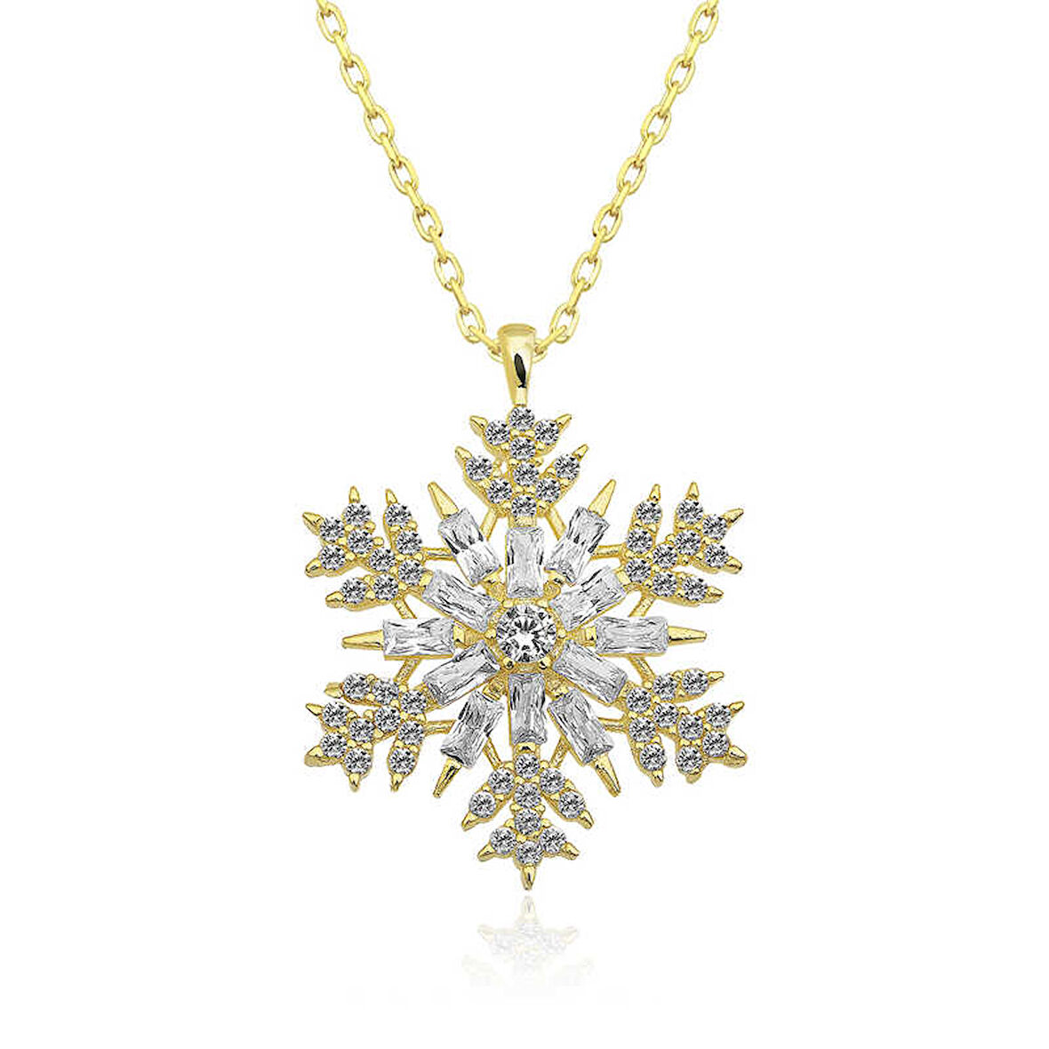 BlackCraft 925 Ayar Gümüş Gold Kar Tanesi Kadın Gümüş Kolye (BC-AC7891)