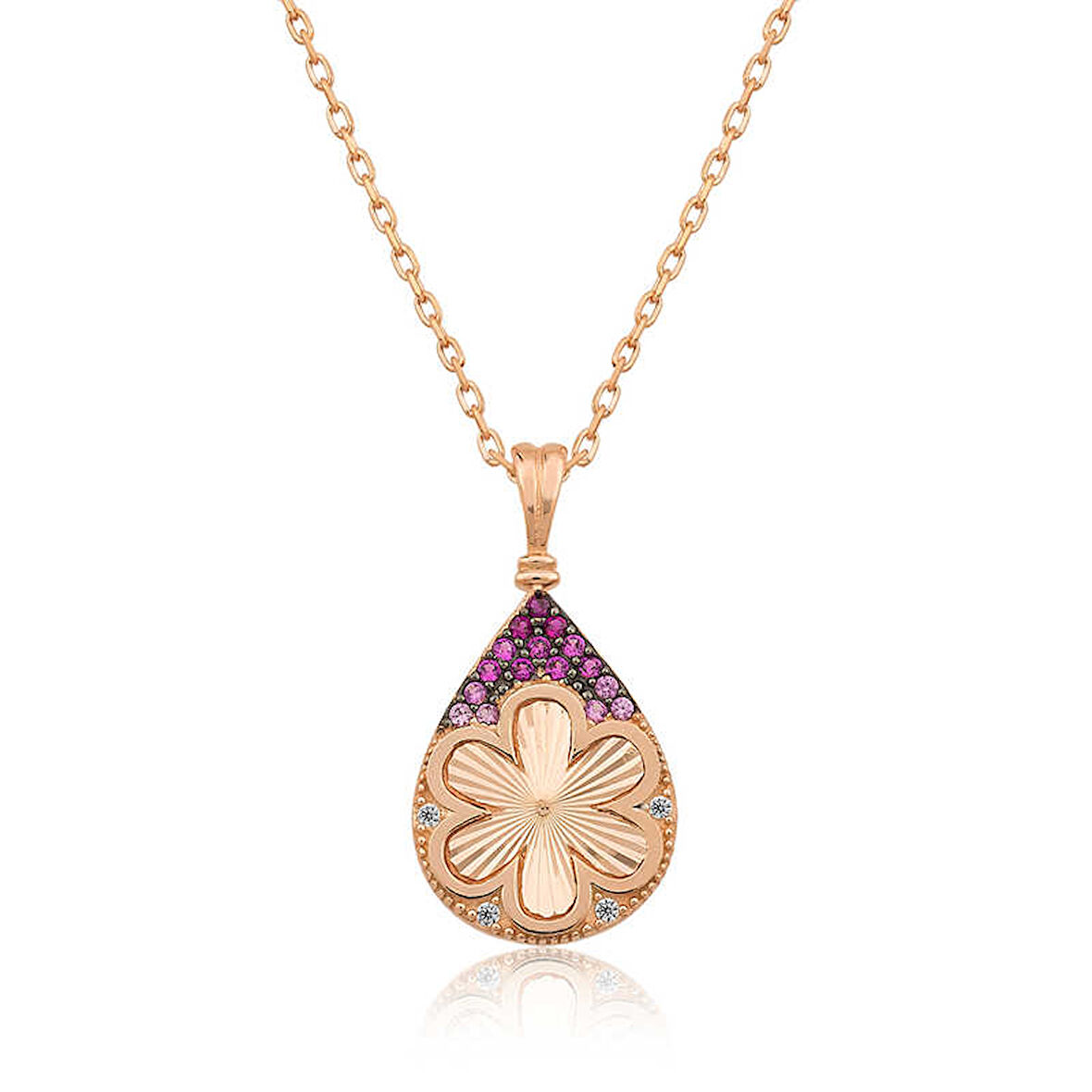 BlackCraft 925 Ayar Gümüş Damla Çiçek Kadın Gümüş Kolye (BC-E32FB4)