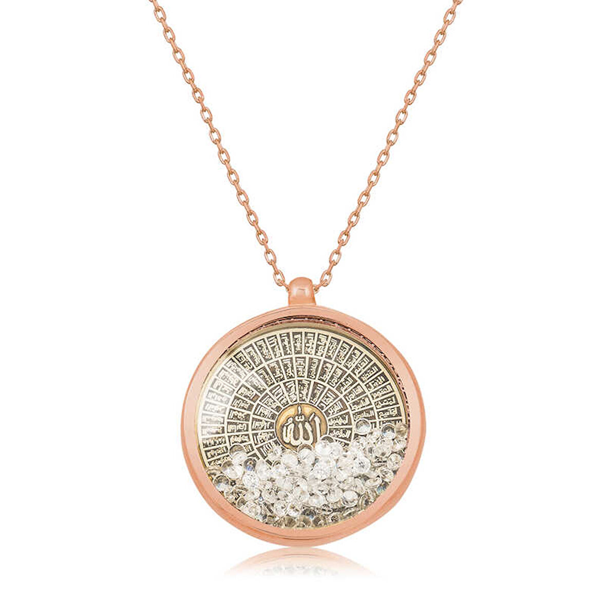 BlackCraft Gümüş Rose Esmaül Hüsna Kadın Kolye (BC-AB24CE)