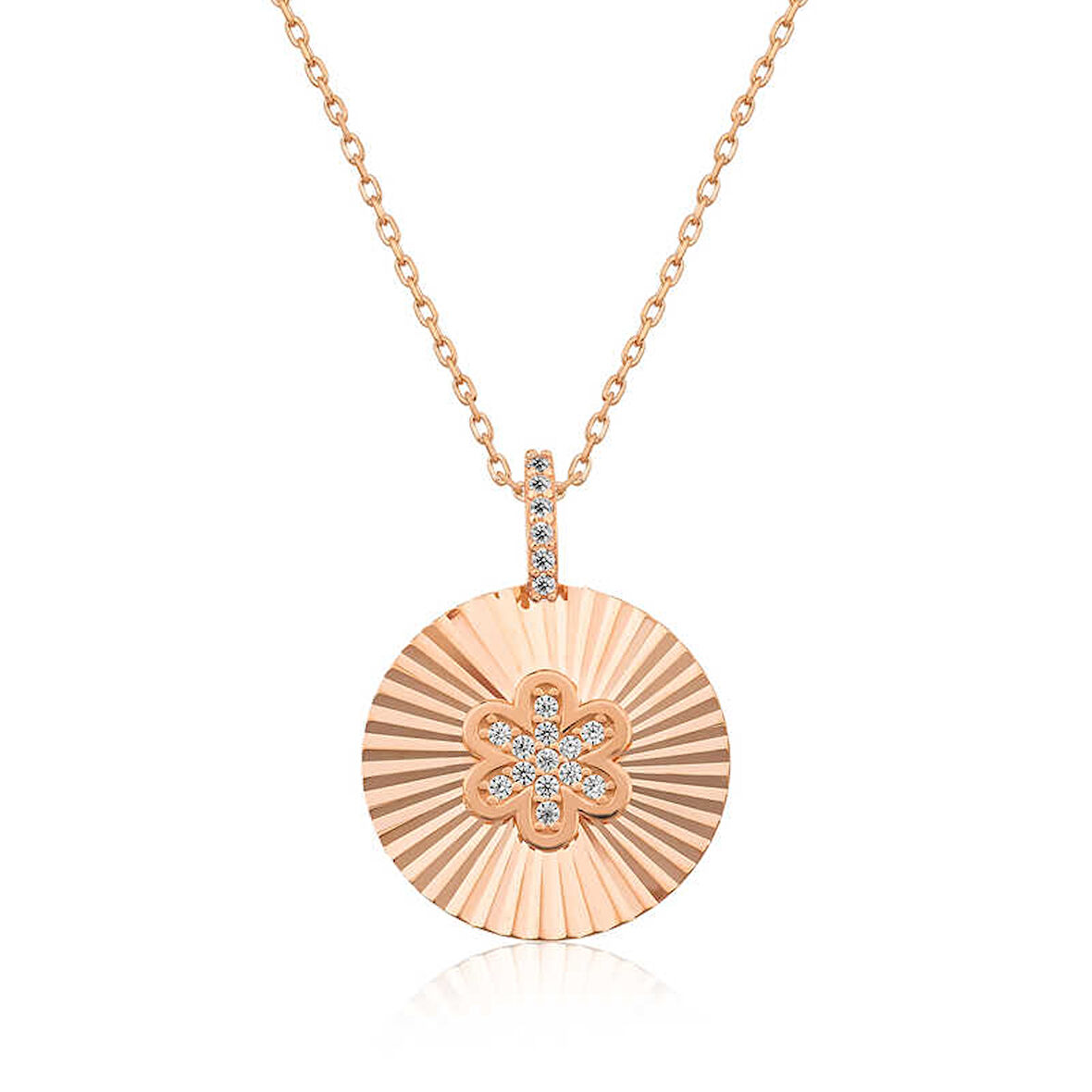 BlackCraft 925 Ayar Gümüş Fırfırlı Çiçek Kadın Gümüş Kolye (BC-FF5EE9)