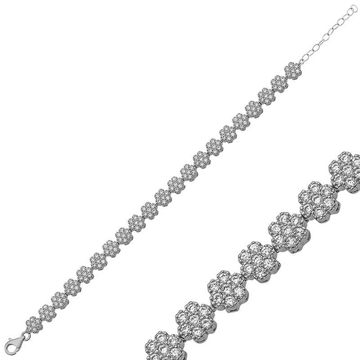BlackCraft 925 Ayar Gümüş Çiçek Bileklik (BC-495D66)