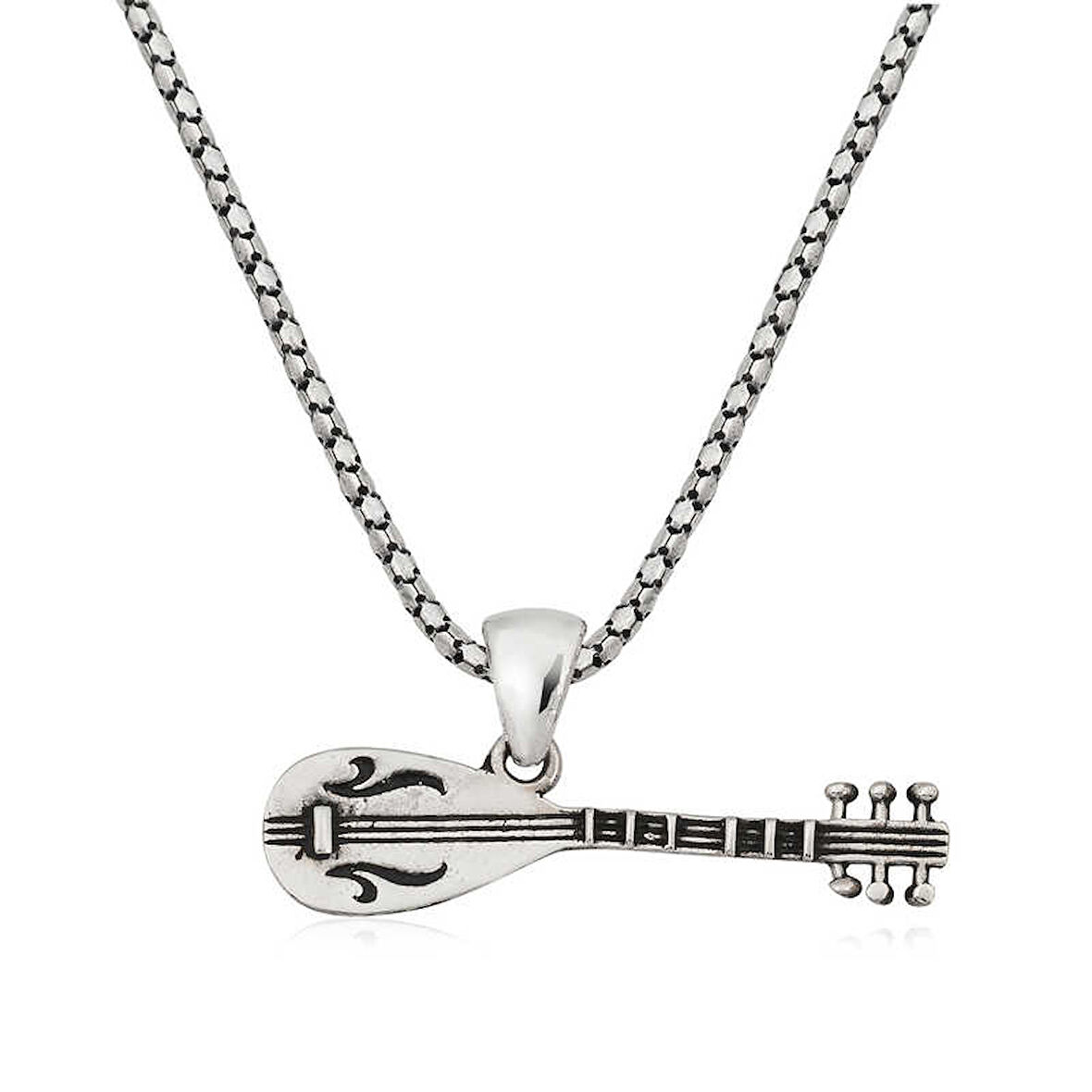 BlackCraft 925 Ayar Gümüş Saz Erkek Gümüş Kolye (BC-CD2BB5)