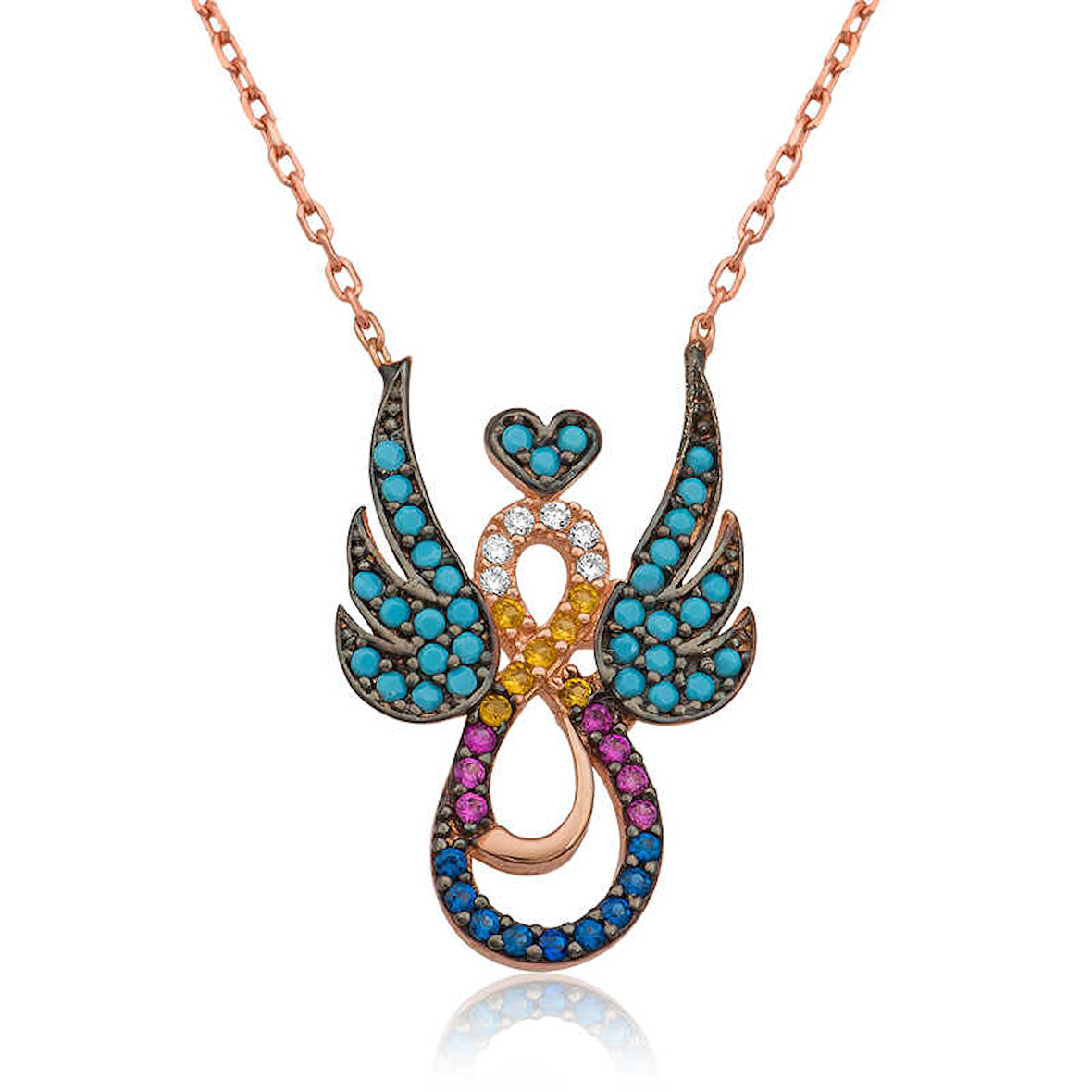 BlackCraft 925 Ayar Gümüş Kanatlı Sonsuz Aşk Kadın Gümüş Kolye (BC-BC066F)