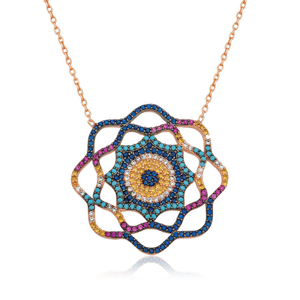 BlackCraft 925 Ayar Gümüş Yaşam Güneşi Nazar Kolye (BC-85ECD8)