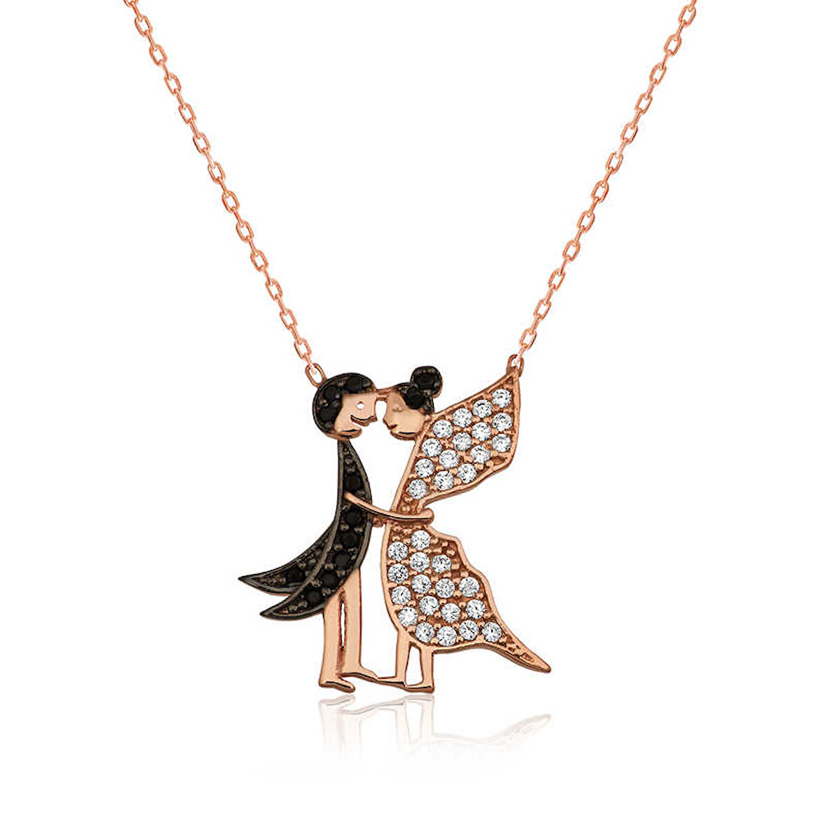 BlackCraft 925 Ayar Gümüş Aşık Kelebekler Kadın Gümüş Kolye (BC-FDB23E)