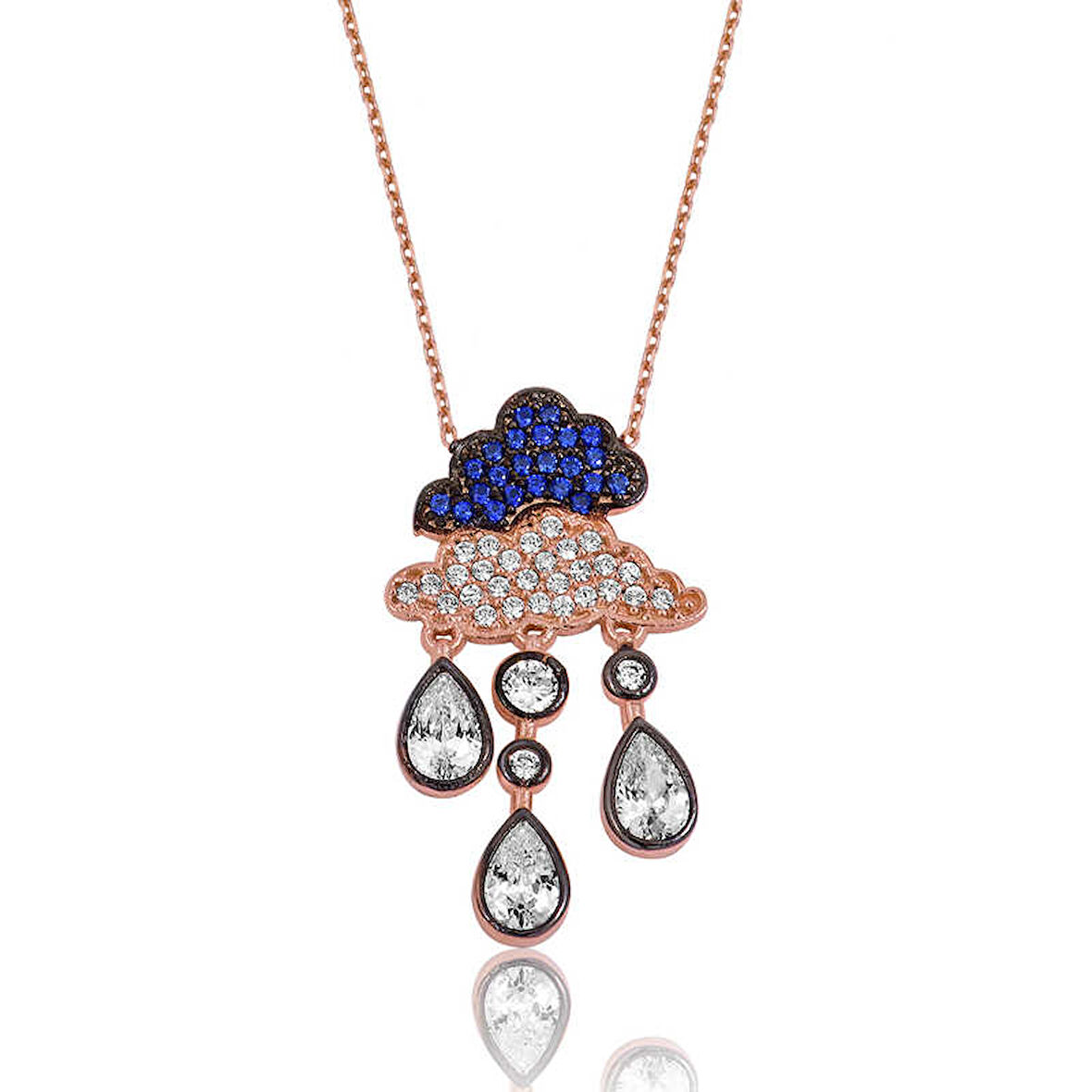 BlackCraft 925 Ayar Gümüş Yağmur Bulutu Kadın Gümüş Kolye (BC-BA14AD)