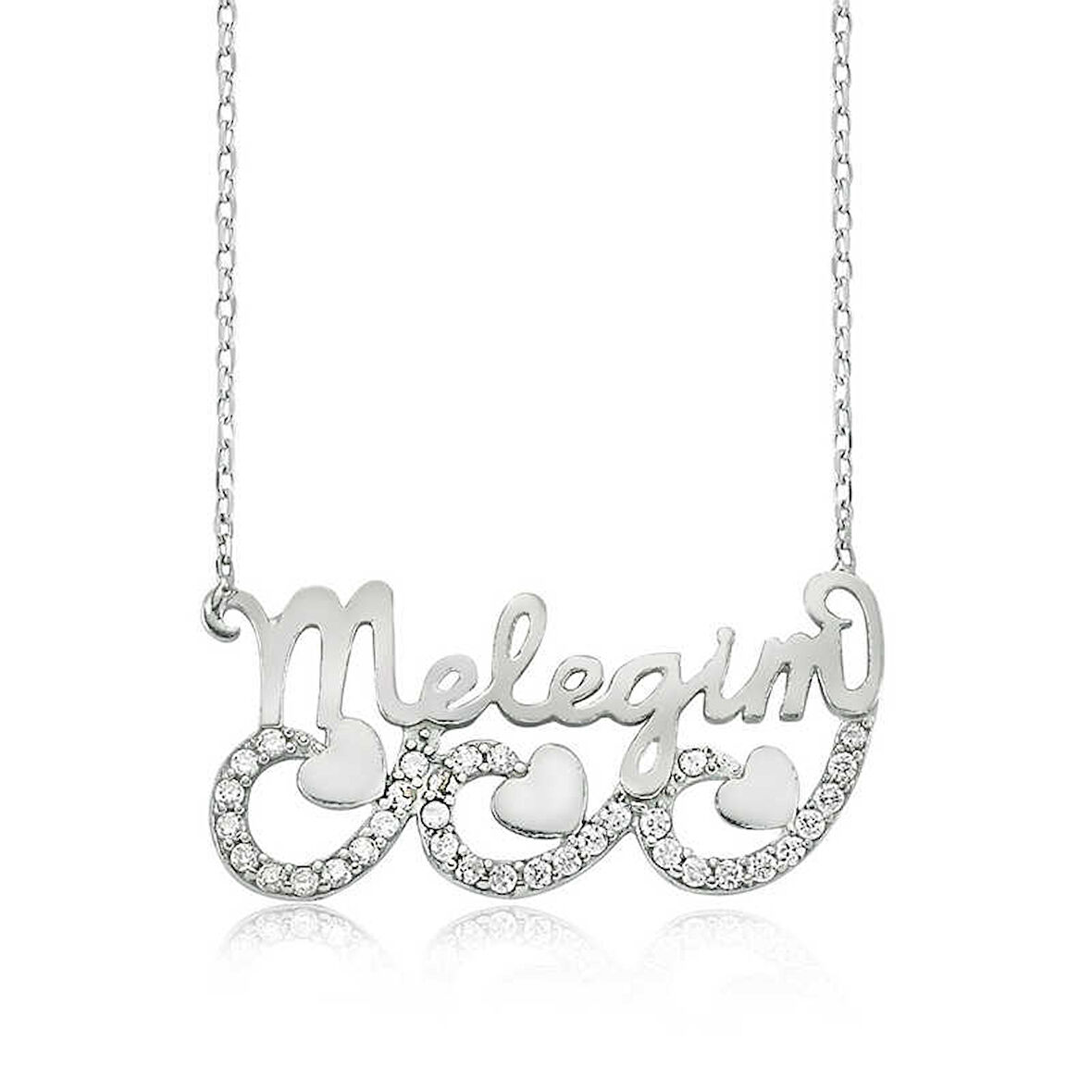 BlackCraft 925 Ayar Gümüş Meleğim Yazılı Kalpli Kadın Gümüş Kolye (BC-61C390)