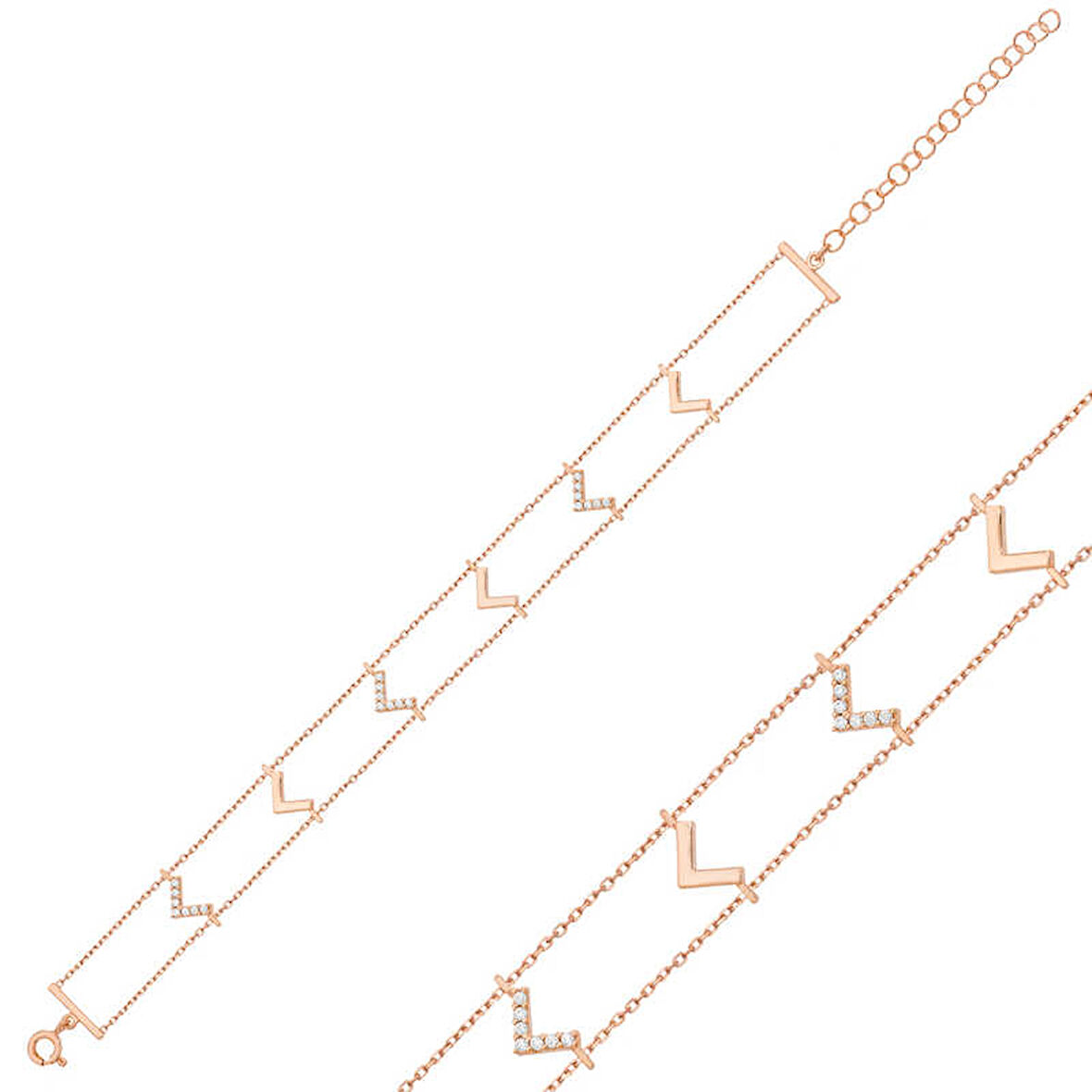 BlackCraft 925 Ayar Gümüş Rose V Bileklik (BC-889D51)