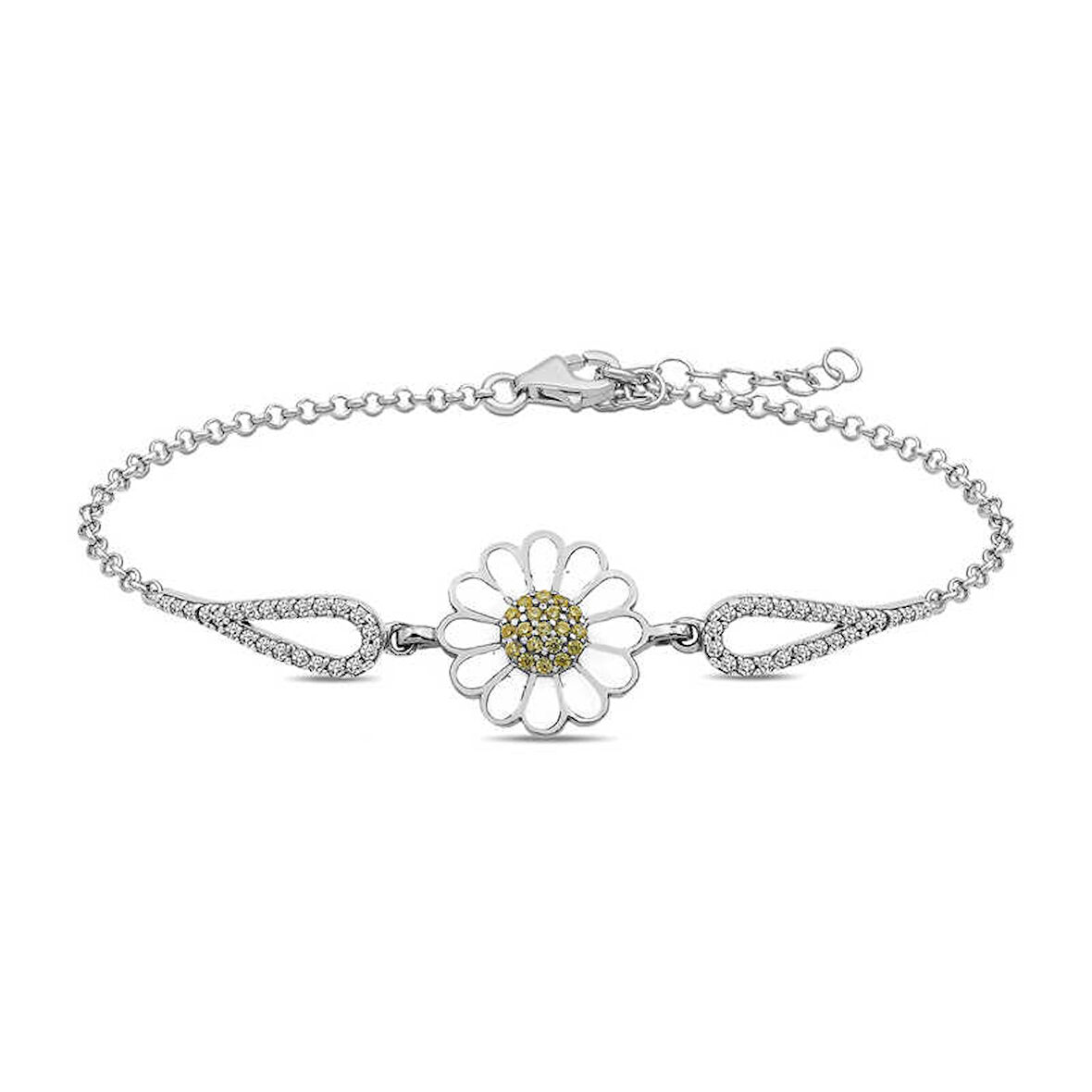 BlackCraft 925 Ayar Gümüş Papatya Bileklik (BC-0F81A1)