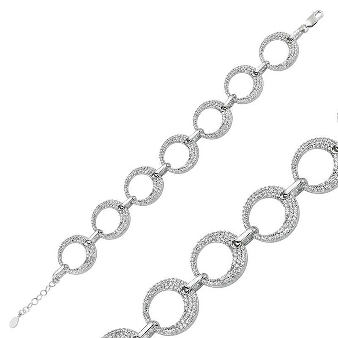 BlackCraft 925 Ayar Gümüş Taşlı Halka Bileklik (BC-85F4C2)