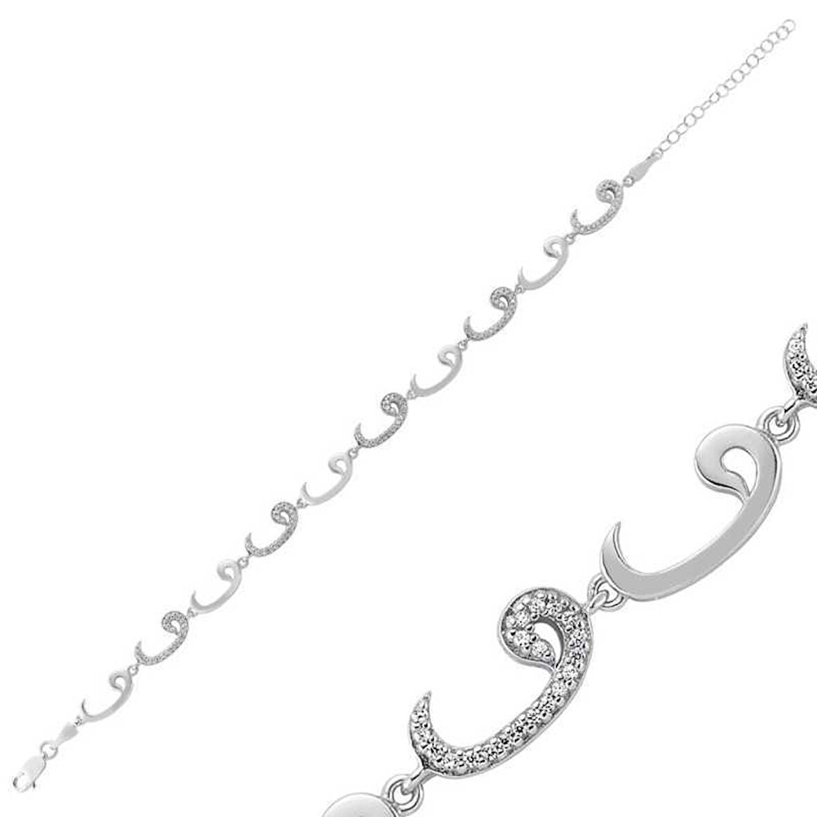 BlackCraft Gümüş Bayan Vav Bileklik (BC-7DF4B4)
