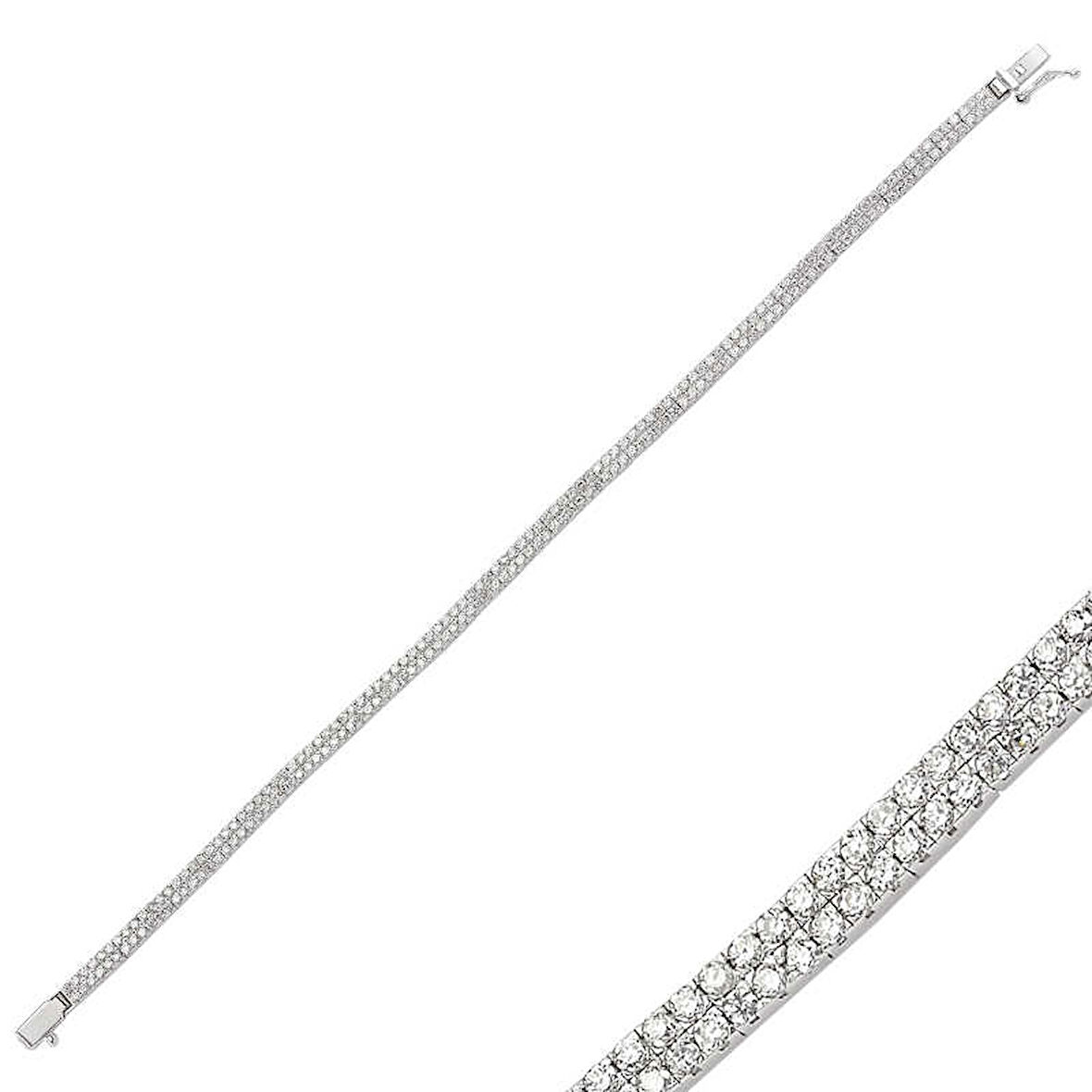 BlackCraft 925 Ayar Gümüş İki Sıra Su Yolu Bileklik (BC-79BC02)