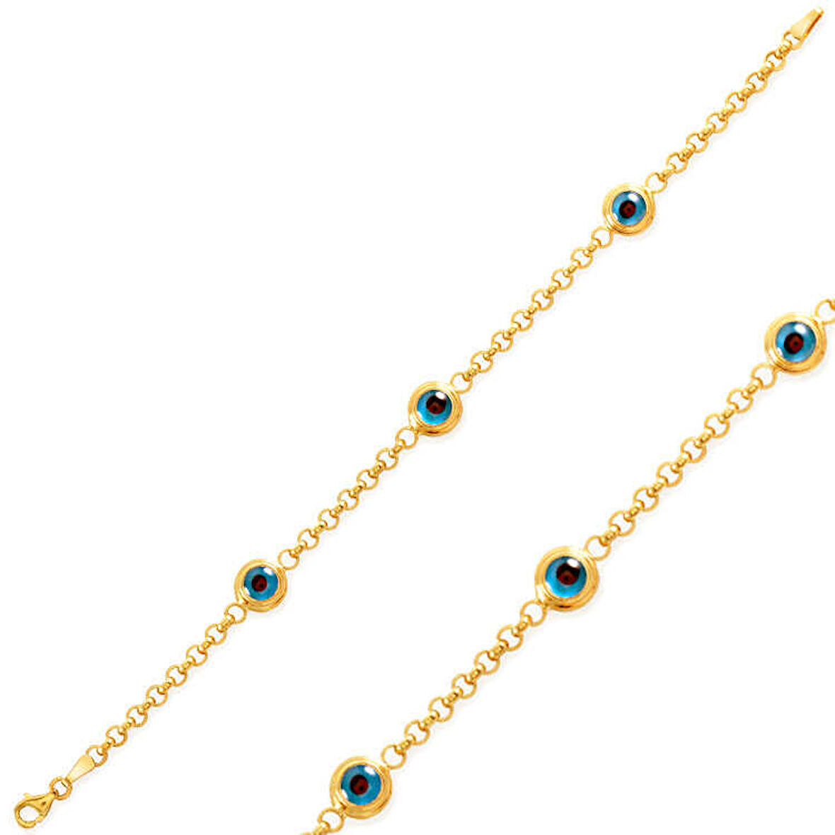 BlackCraft Gümüş Gold Nazar Boncuklu Bayan Bileklik (BC-6BF699)
