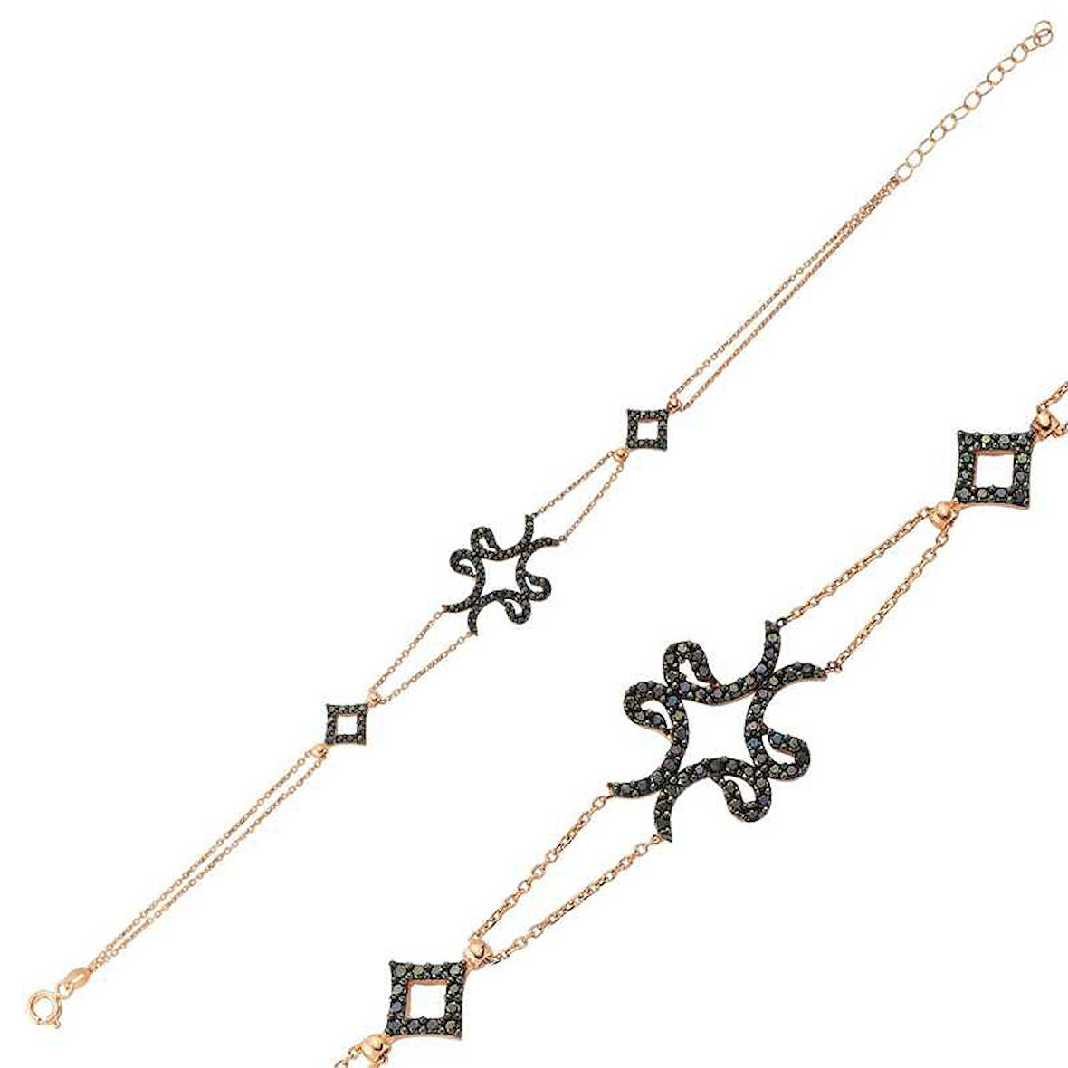 BlackCraft 925 Ayar Gümüş Rose Dört Vavlı Bileklik (BC-FE8C31)