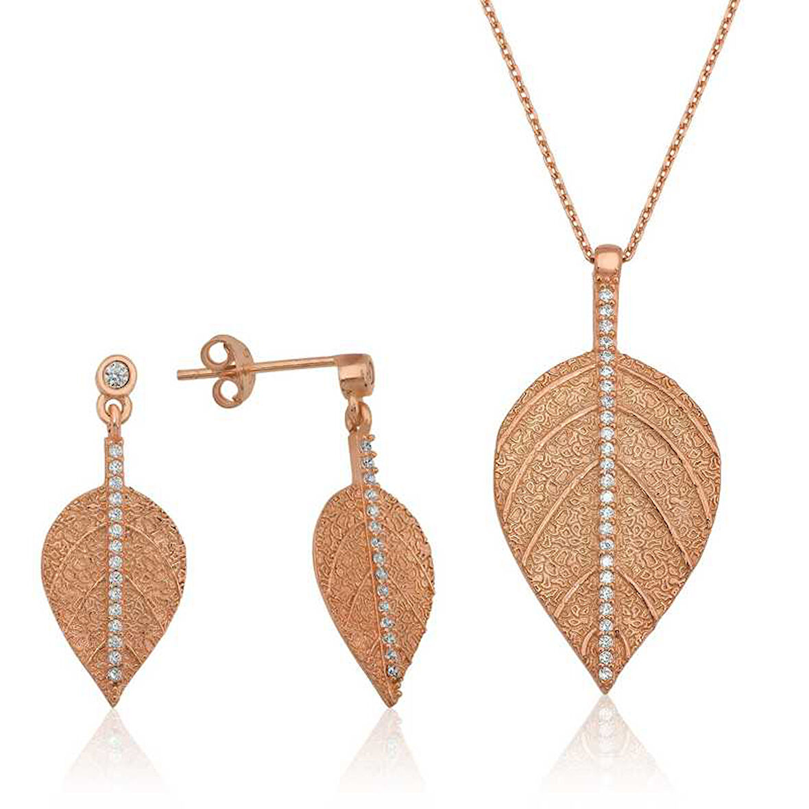 BlackCraft 925 Ayar Gümüş Yaprak İkili Set (BC-BD7CE3)