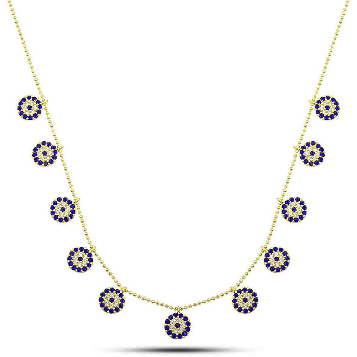 BlackCraft 925 Ayar Gümüş Gold Nazarlı Şans Kadın Kolye zarif