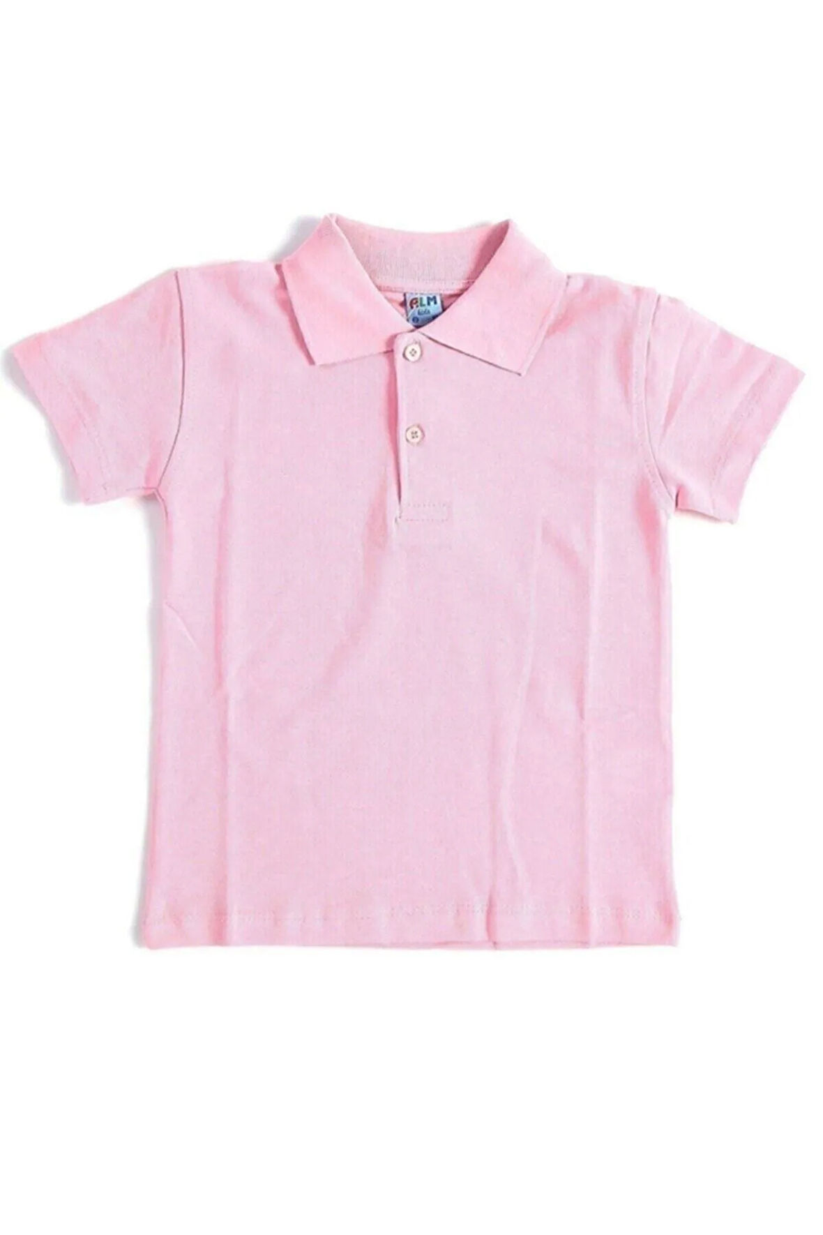 Kız Erkek Çocuk Unisex Polo Yaka  Pembe t-shirt , Okul Tişörtü