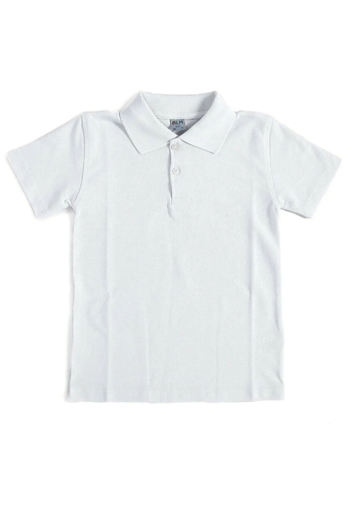 Kız Erkek Çocuk Unisex Polo Yaka  Beyaz  t-shirt , Okul Tişörtü