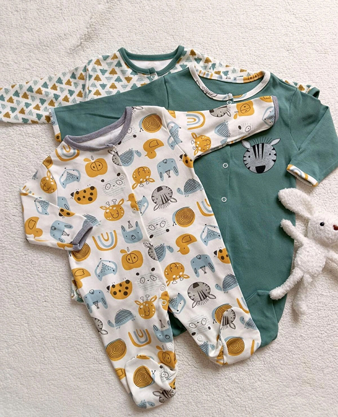 ERKEK BEBEK JUNGLE % 100 PAMUK 3 ADET PENYE BOYDAN ÇITÇITLI TULUM SETİ