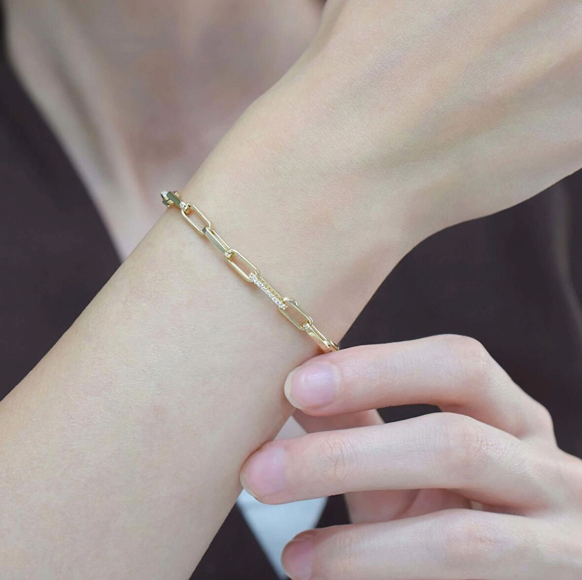 Taşlı Ataç Altın Bileklik