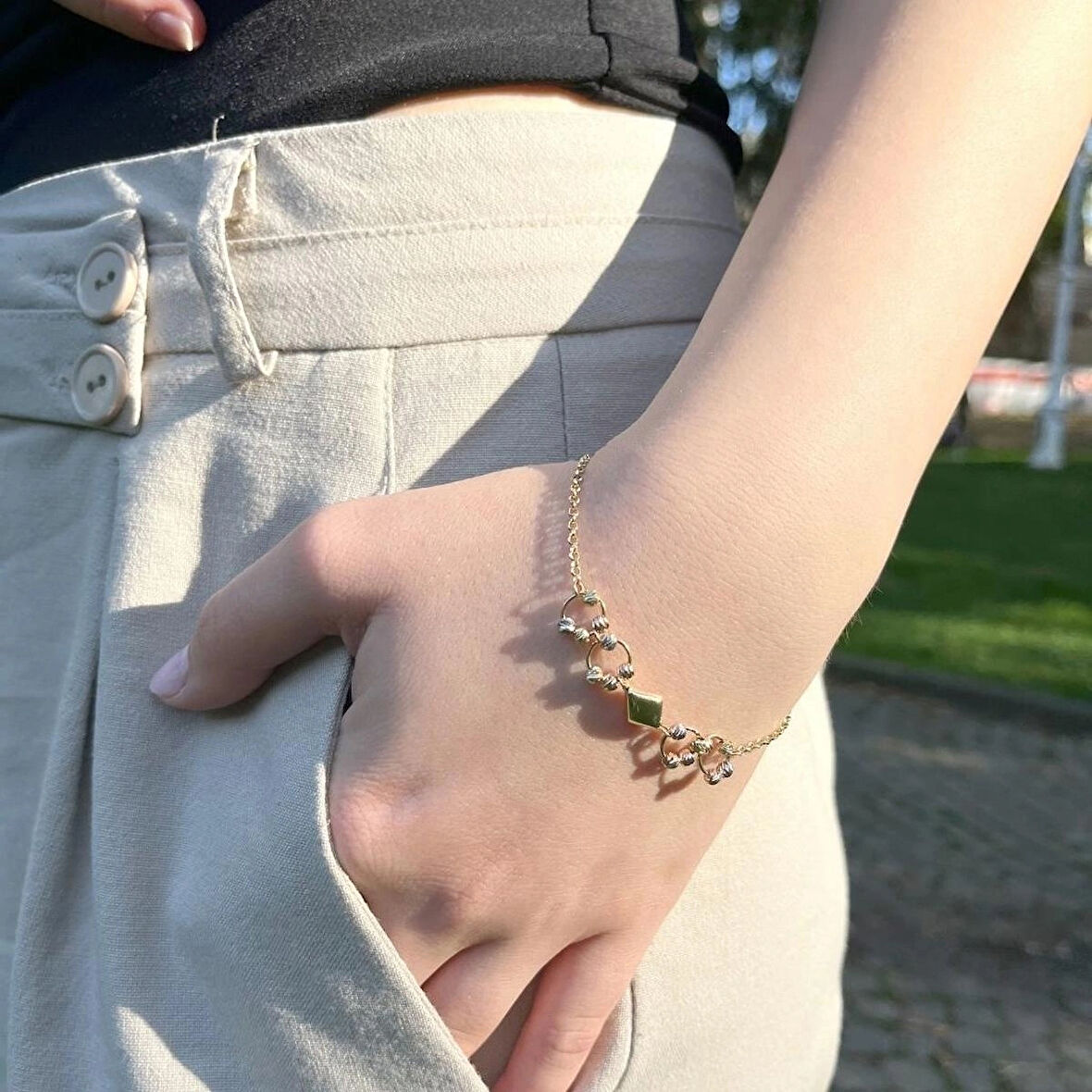 Halka Dorika Altın Bileklik