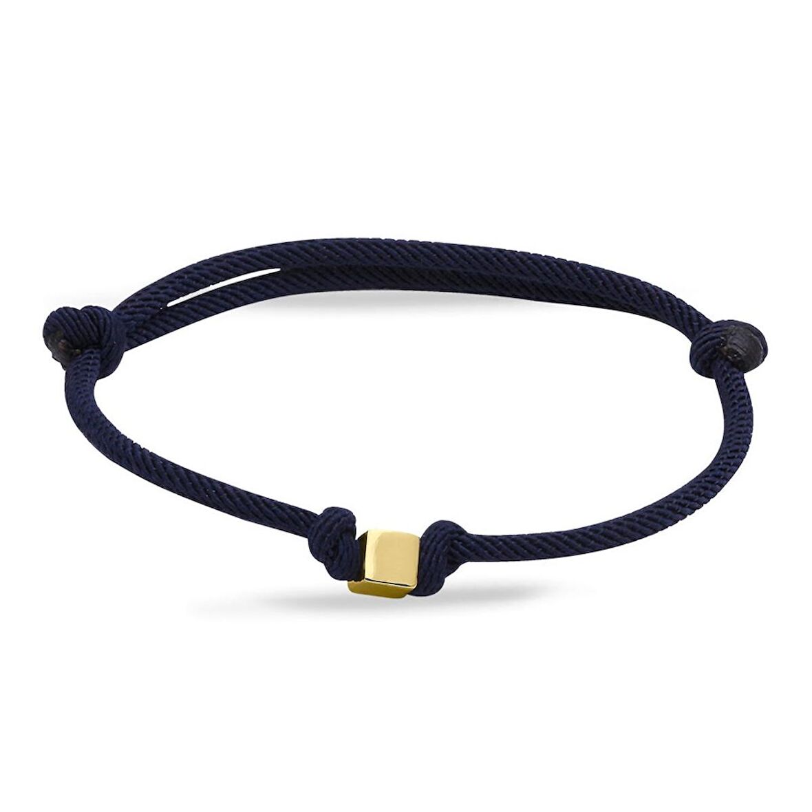 Altın Küp Lacivert İpli Bileklik 14 Ayar