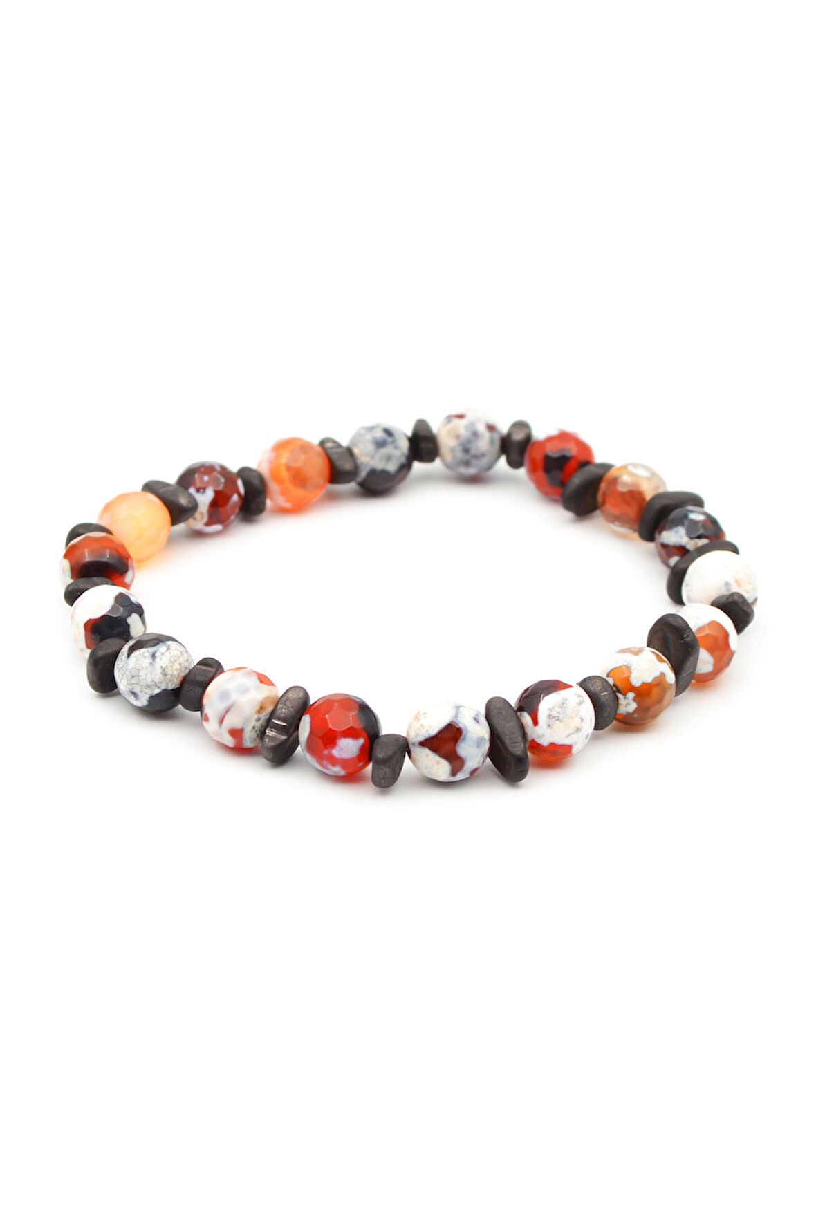 Enerjik Doğal Akik Taş ve Siyah Kırık Taşlı Bileklik - Kadın Erkek Bileklik - Doğal Taş