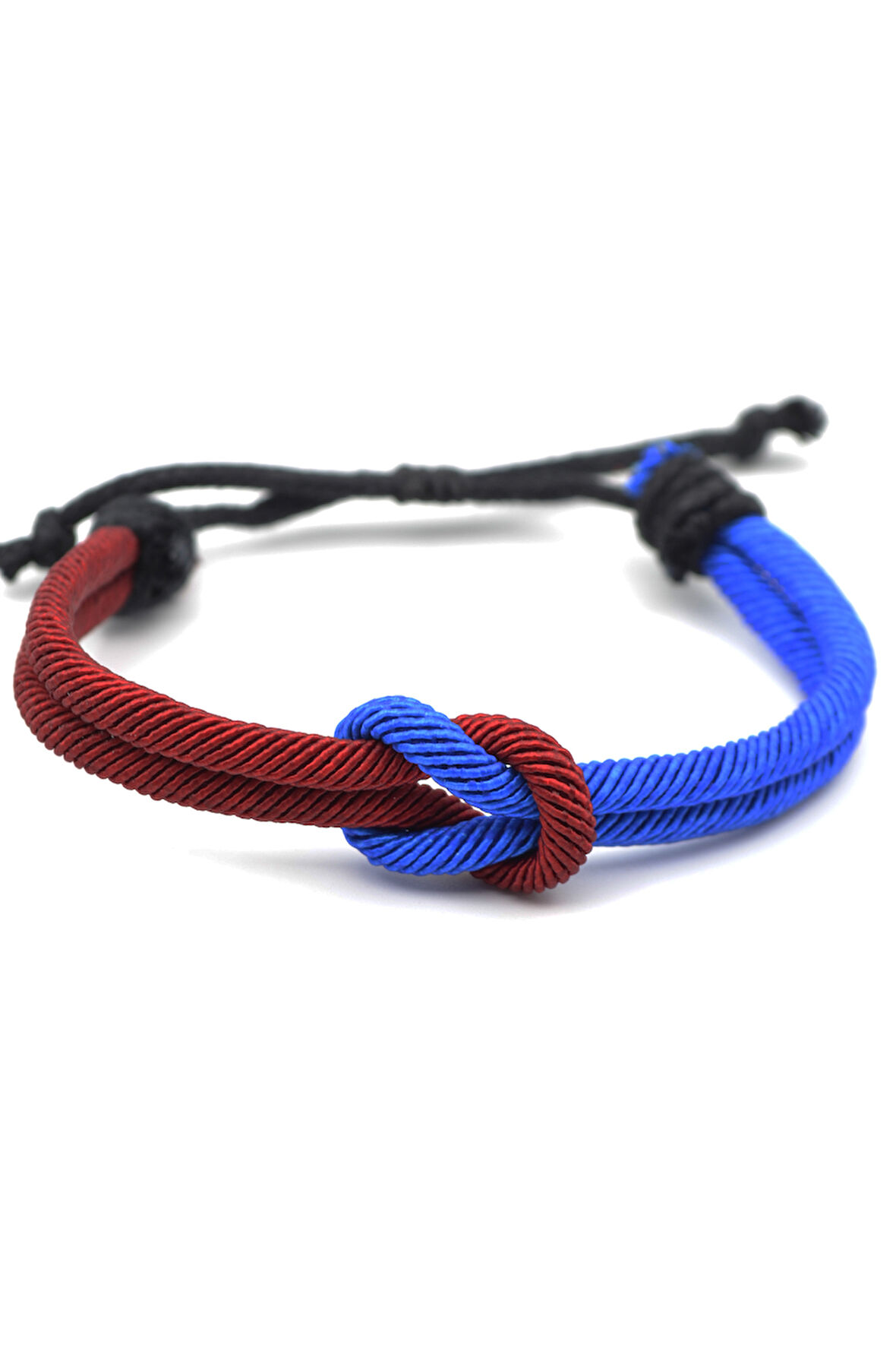 Bordo Mavi Taraftar Makrome İp Bileklik - Ayarlanabilir Bileklik - Kadın Erkek Bileklik