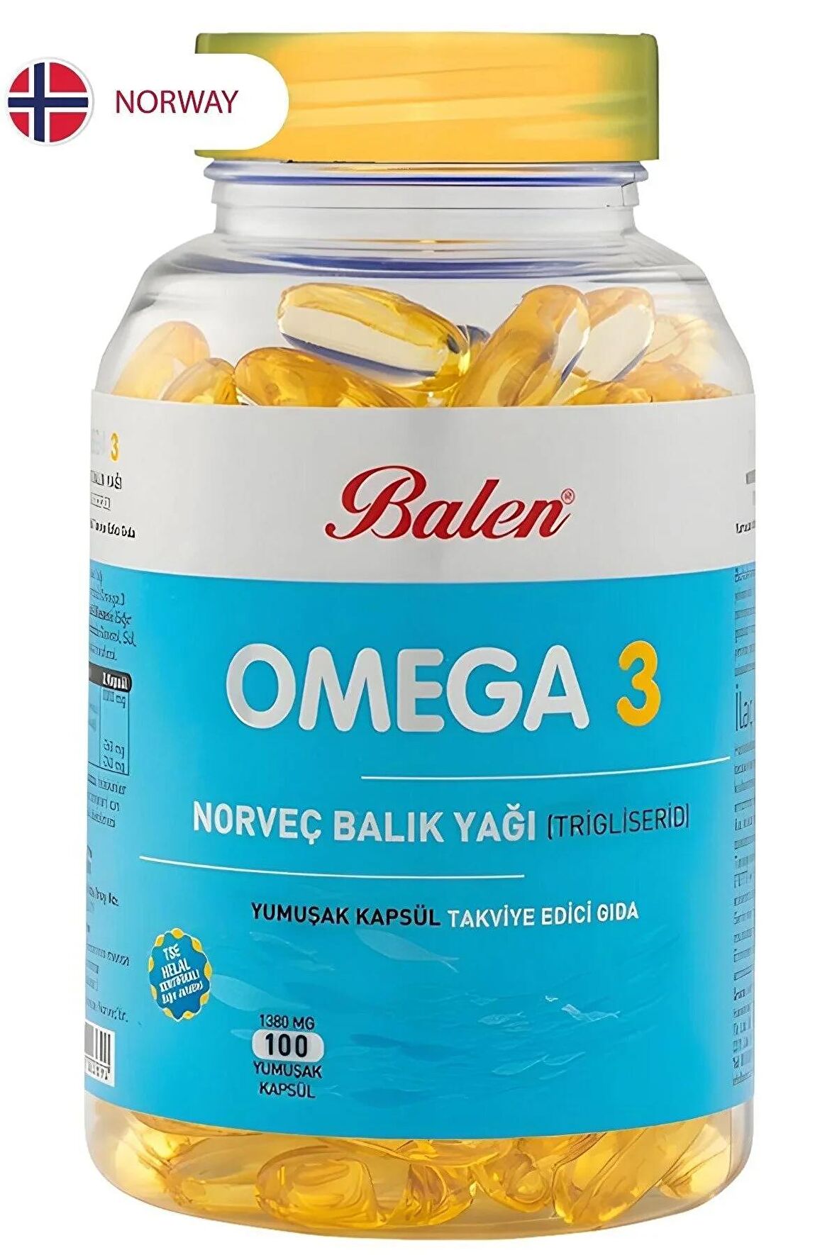 Omega 3 Norveç Balık Yağı (Trigiliserid) Yumuşak Kapsül 1380 Mg*100