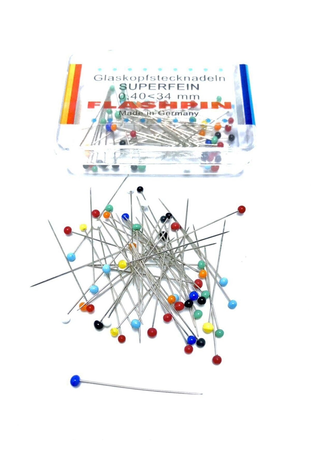 Hassas Kumaşlar 0,40 Mm Cam Başlı Süper Ince Toplu Iğne Alman Renkli