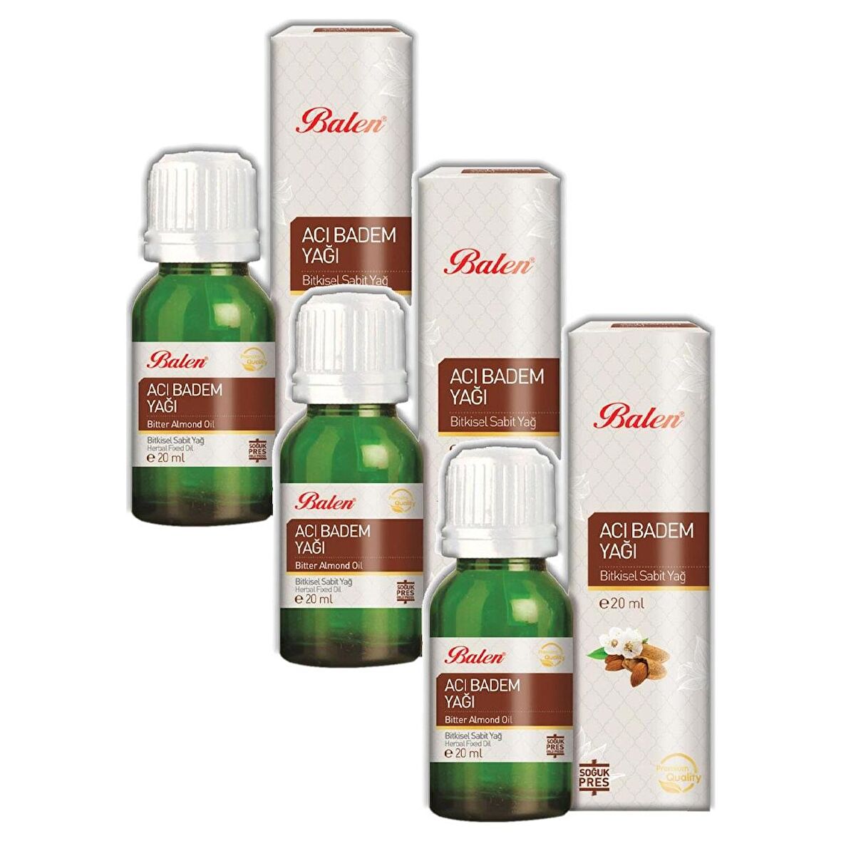 Balen Acı Badem Yağı 20 Ml (3 Adet)