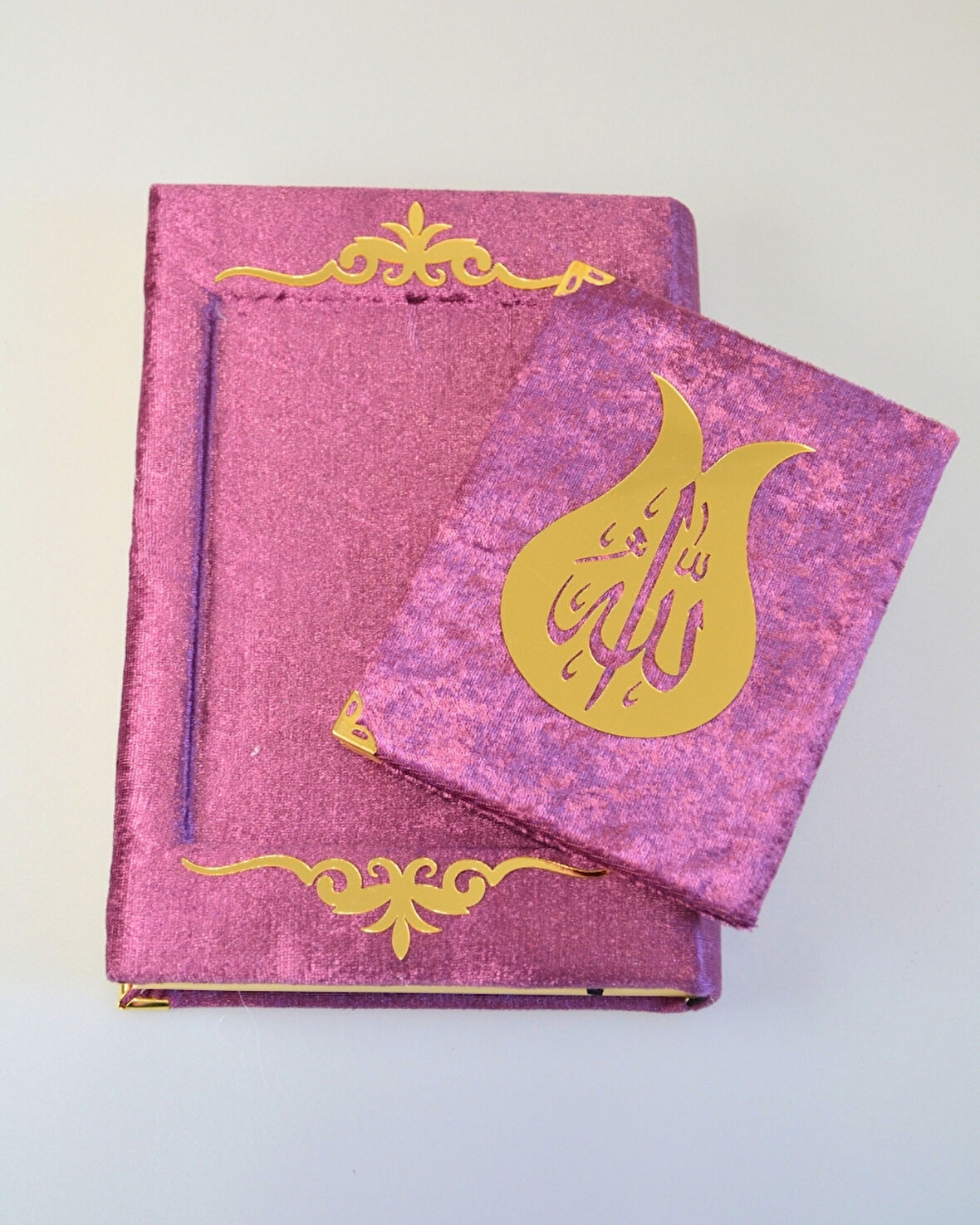 Pleksi Süslemeli Yasinli Kuran-ı Kerim Seti Mor