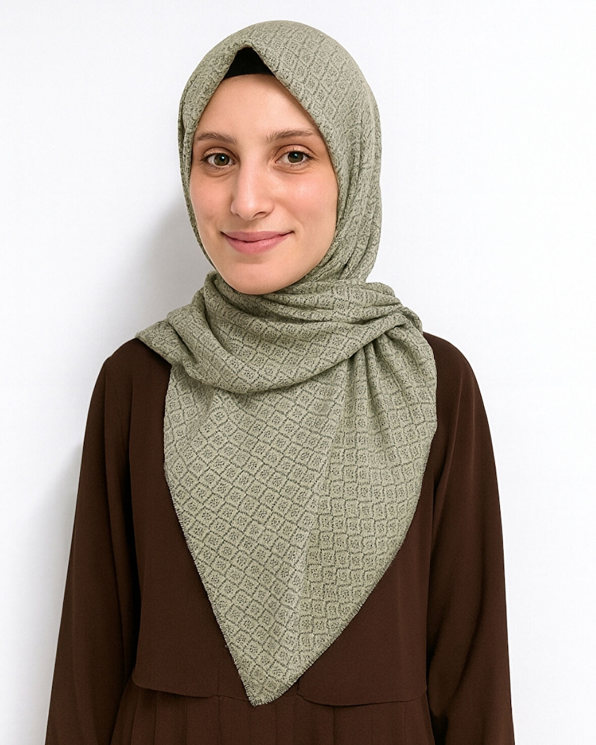 Desenli Denim Eşarp – 95x95 cm, Kaymaz, Dört Mevsim Kullanıma Uygun