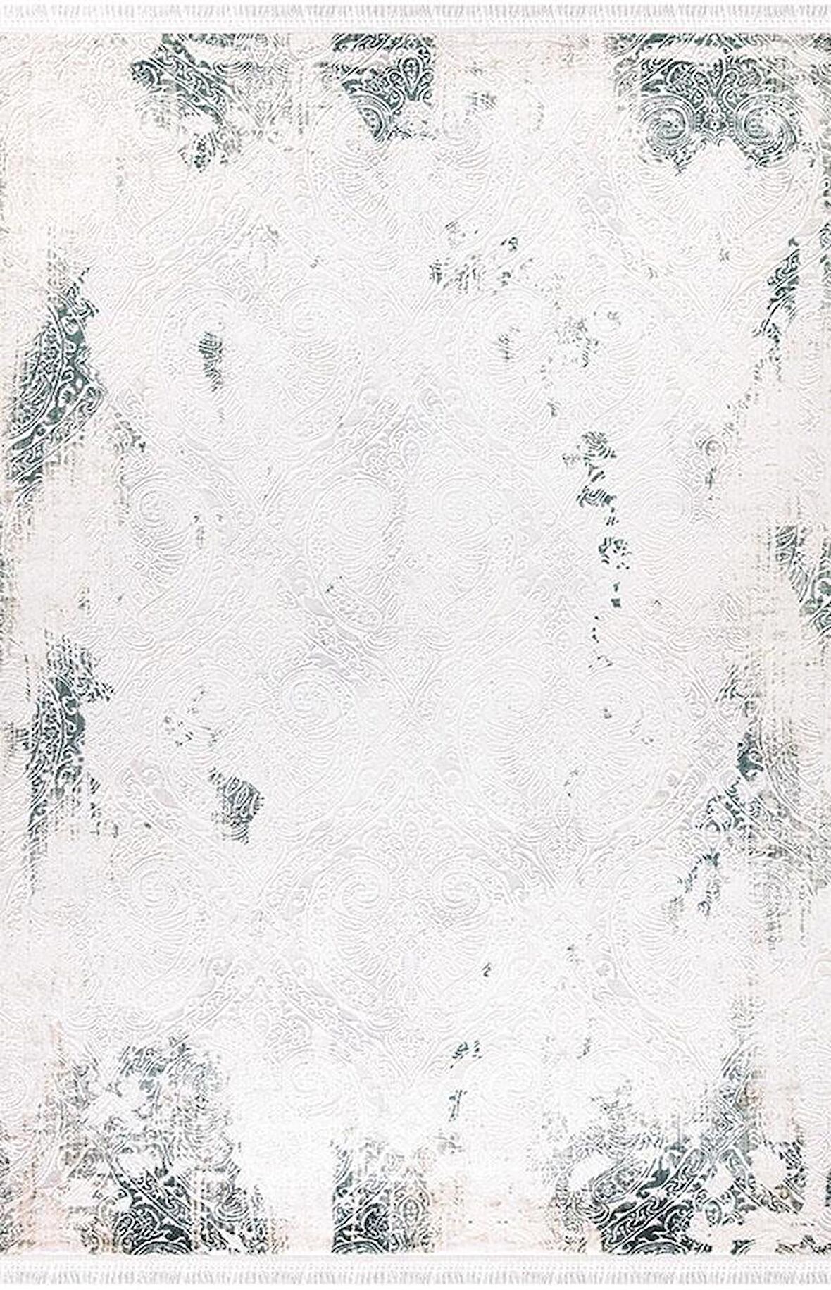 İpek Mekik Halı Blossom Yeşil Ekru Modern Eskitme Halı