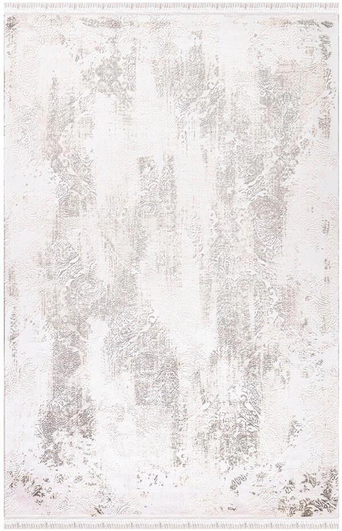 İpek Mekik Halı Blossom Vizon Ekru Modern Saçaklı Halı