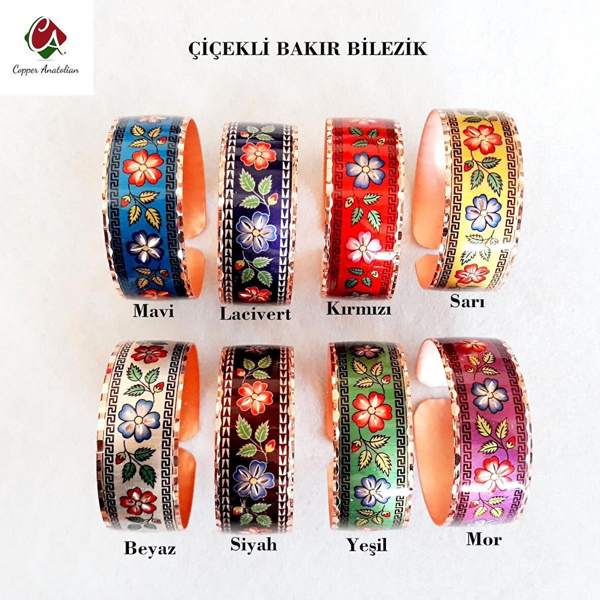 Bakır el işçilikli lüks bilezik-bileklik harika Çiçekli model