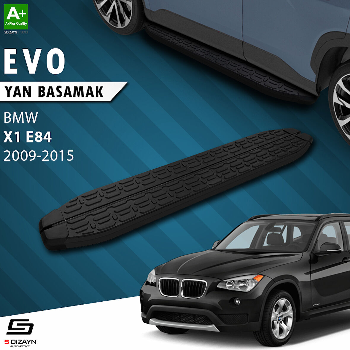 S-Dizayn Bmw X1 E84 Evo Siyah Yan Basamak 183 Cm 2009-2015 A+ Kalite