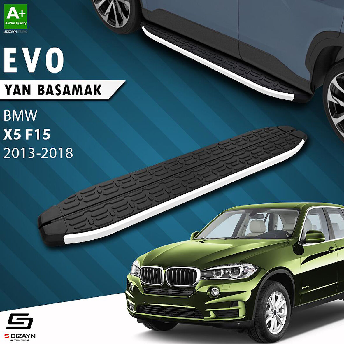 S-Dizayn Bmw X5 F15 Evo Aluminyum Yan Basamak 193 Cm 2013-2018 A+ Kalite