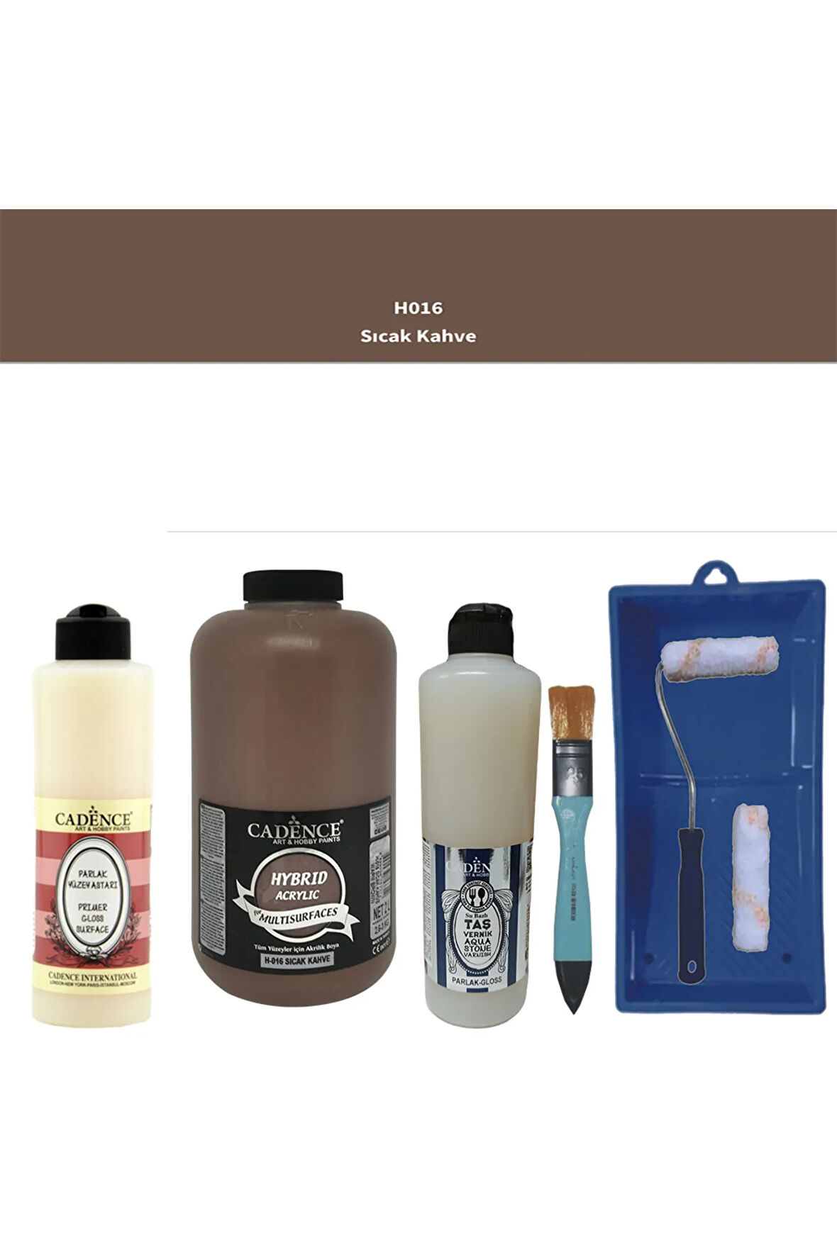 Banyo Mutfak Boyası-Cadence Multi H-016 Sıcak Kahve 2Lt Pya 500Ml Taş Vernik Parlak 500Ml Ruloset