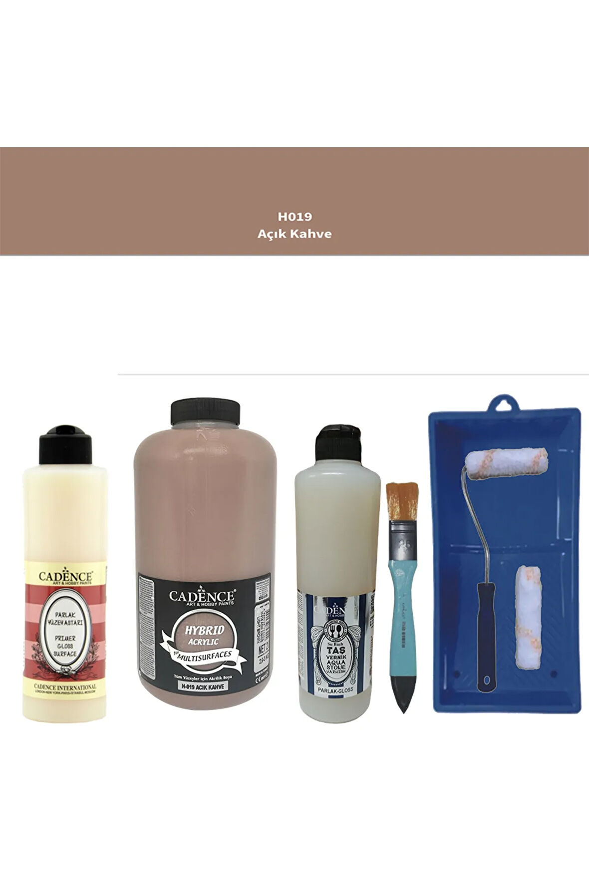 Banyo Mutfak Boyası-Cadence Multi H-019 Açık Kahve 2Lt Pya 500Ml Taş Vernik Parlak 500Ml Ruloset