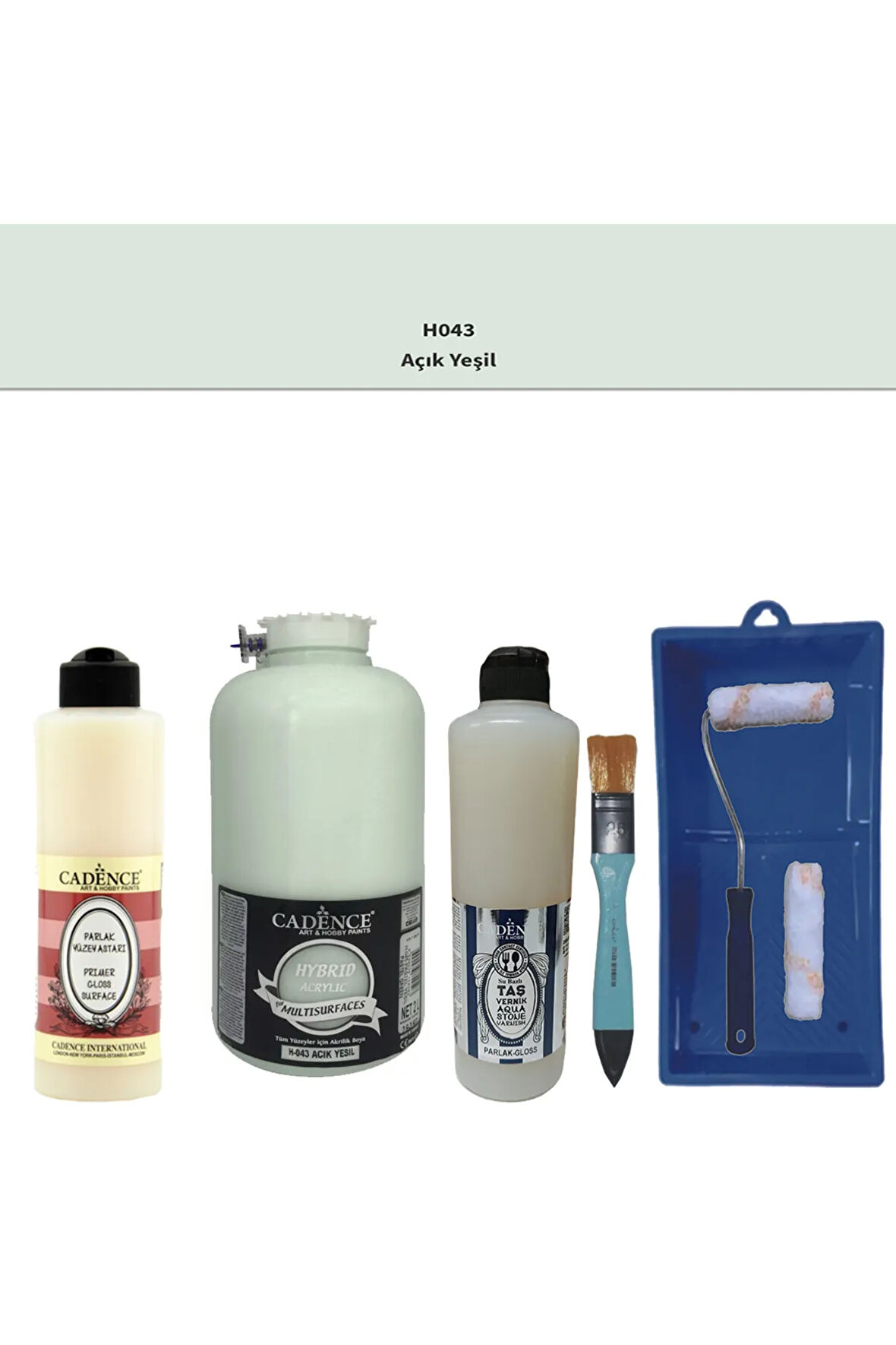 Banyo Mutfak Boyası-Cadence Multi H-043 Açık Yeşil 2Lt Pya 500Ml Taş Vernik Parlak 500Ml Ruloset