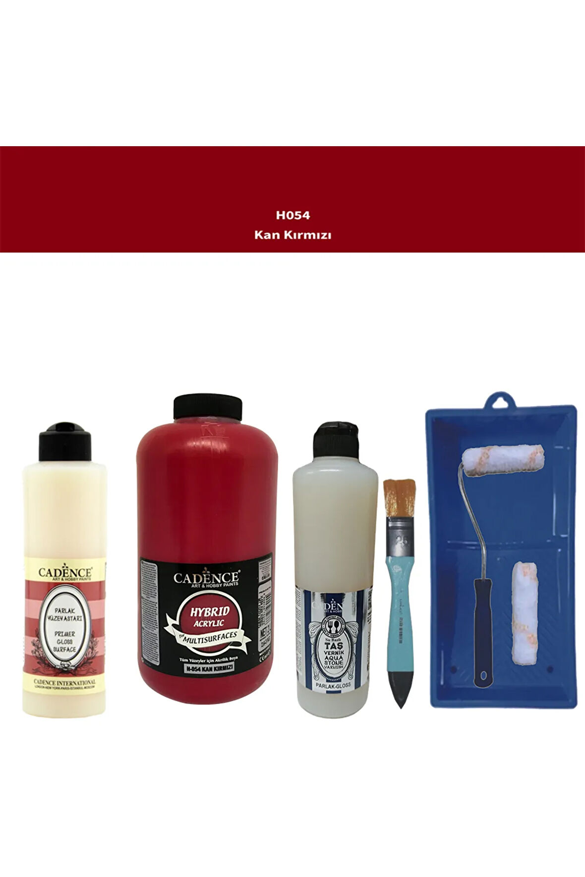 Banyo Mutfak Boyası-Cadence Multi H-054 Kan Kırmızı 2Lt Pya 500Ml Taş Vernik Parlak 500Ml Ruloset