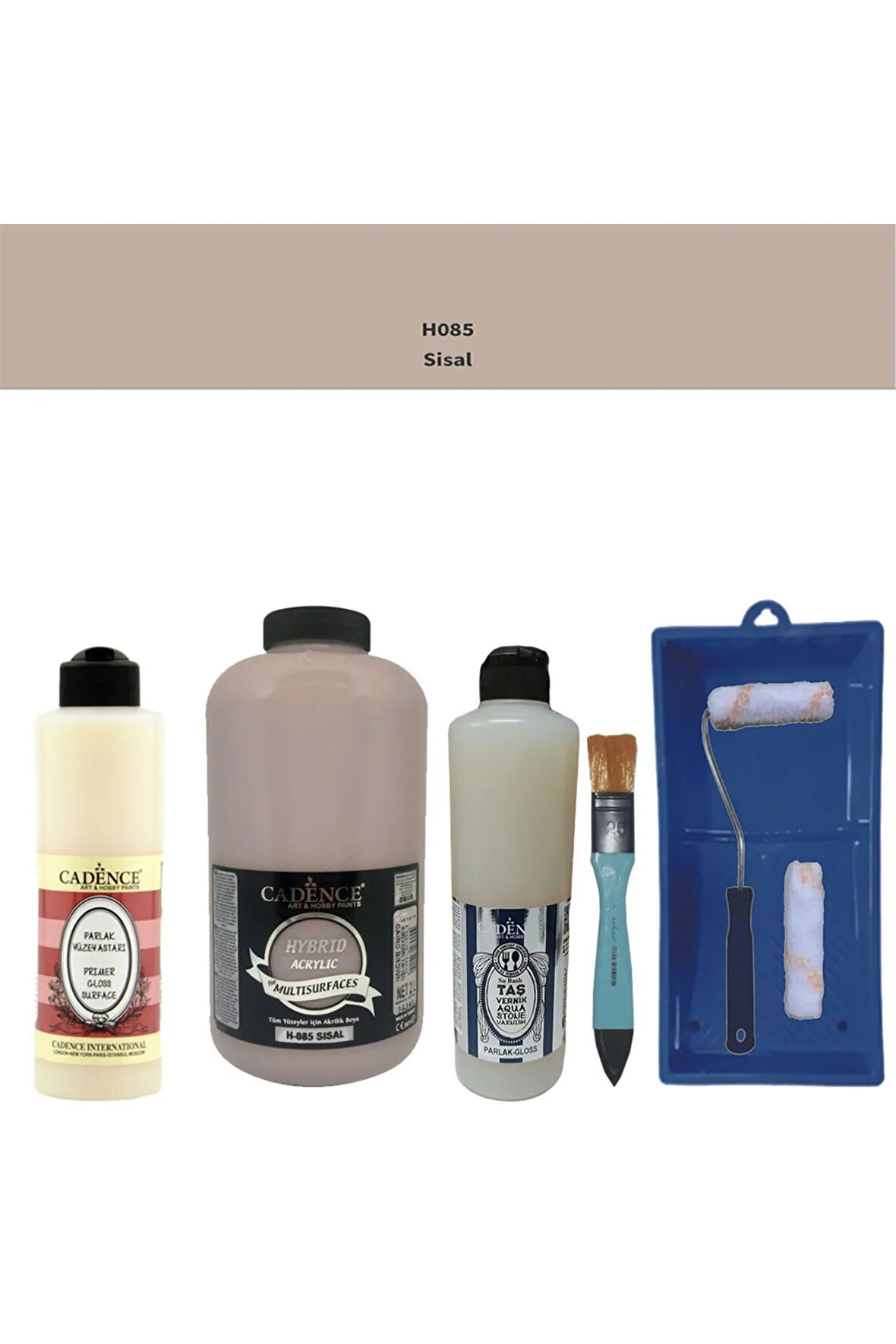 Banyo Mutfak Boyası-Cadence Multi H-085 Sisal 2Lt Pya 500Ml Taş Vernik Parlak 500Ml Ruloset