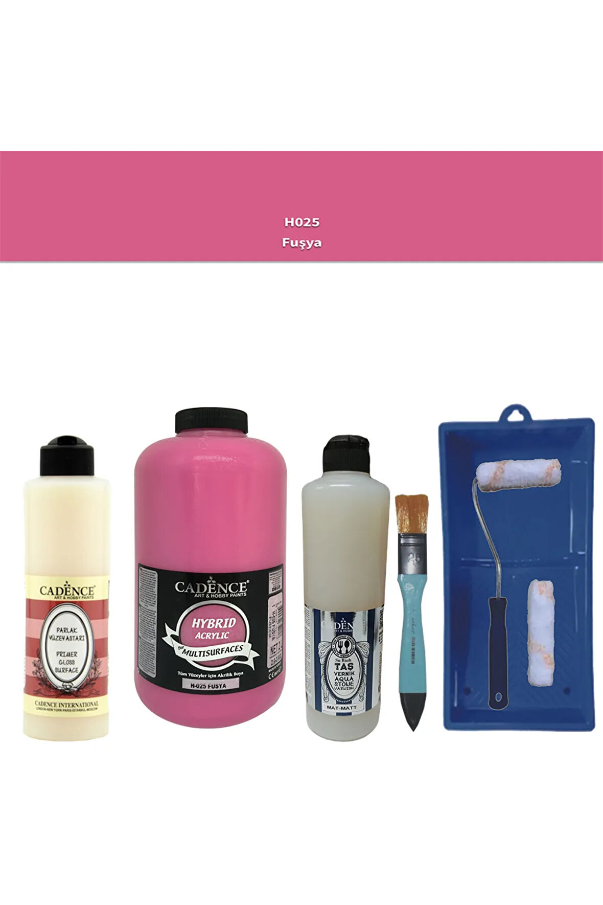 Banyo Mutfak-Cadence Multi H-025 Fuşya 2000Ml Par Yüzey Ast 500Ml Taş Vernik Mat 500Ml Satenruloset