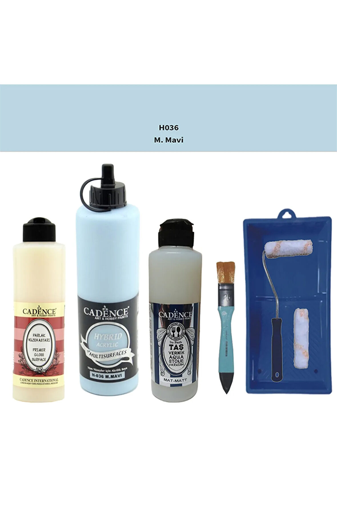 Banyo Mutfak Boyası-Cadence Multi H-036 M.Mavi 500Ml Pya250Ml Taş Vernik Mat 250Ml Saten Rulo