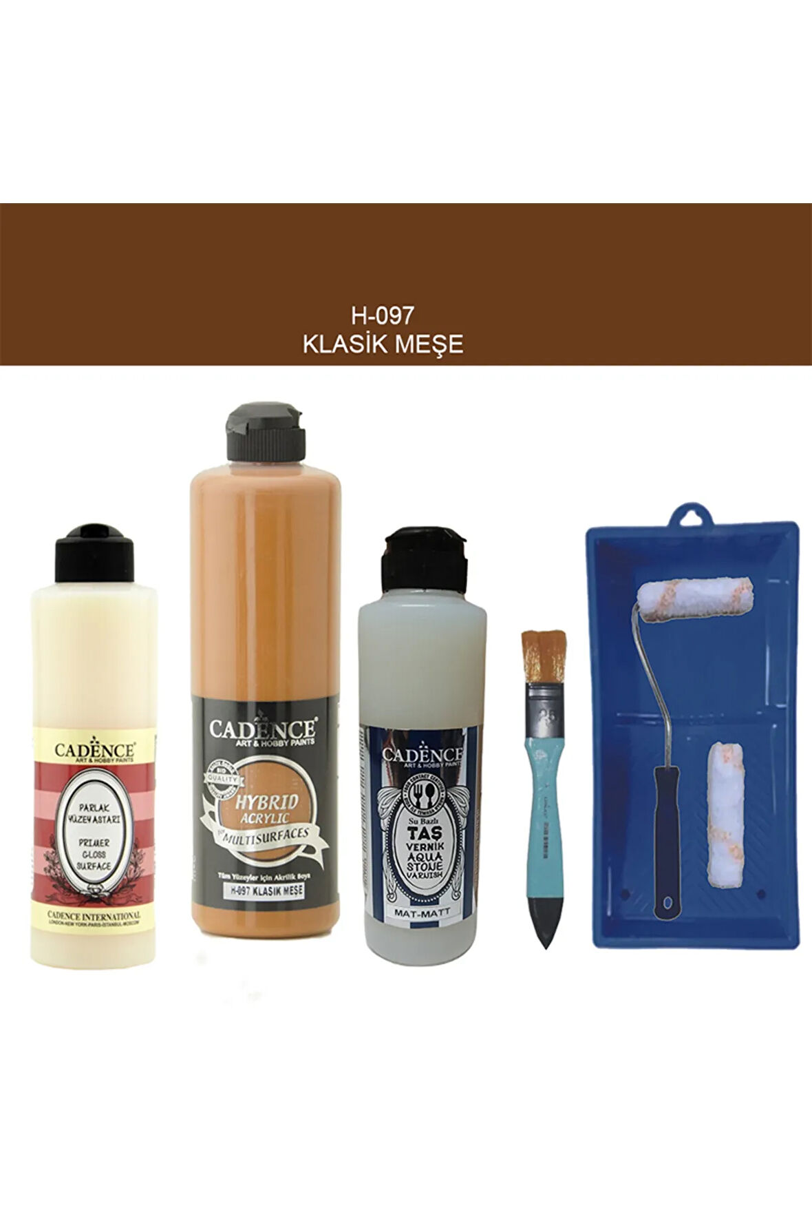 Banyo Mutfak Boyası-Cadence Multi H-097 Klasik Meşe 500Ml Pya250Ml Taş Vernik Mat 250Ml Saten Rulo