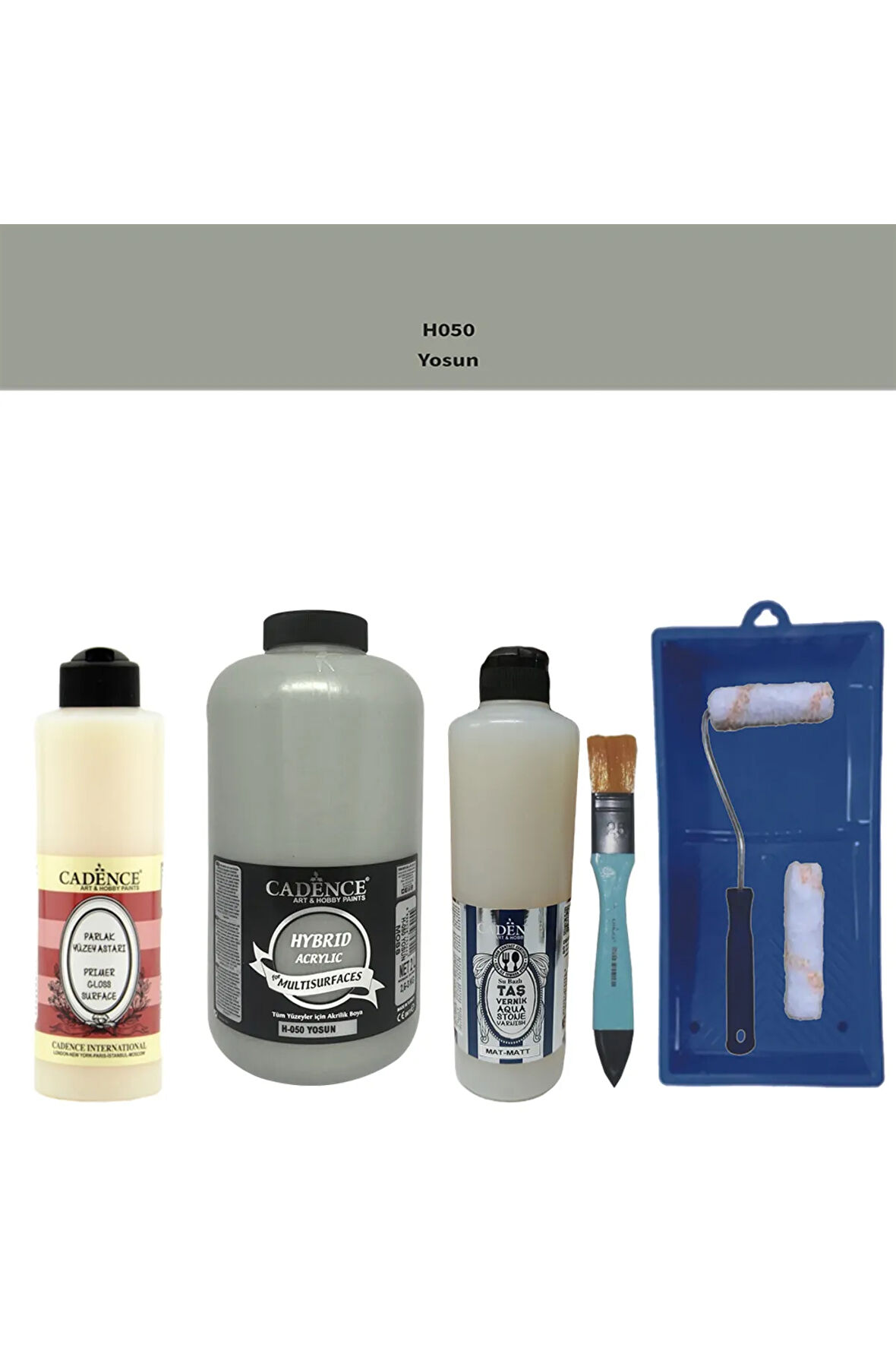 Banyo Mutfak-Cadence Multi H-050 Yosun 2000Ml Par Yüzey Ast 500Ml Taş Vernik Mat 500Ml Satenruloset