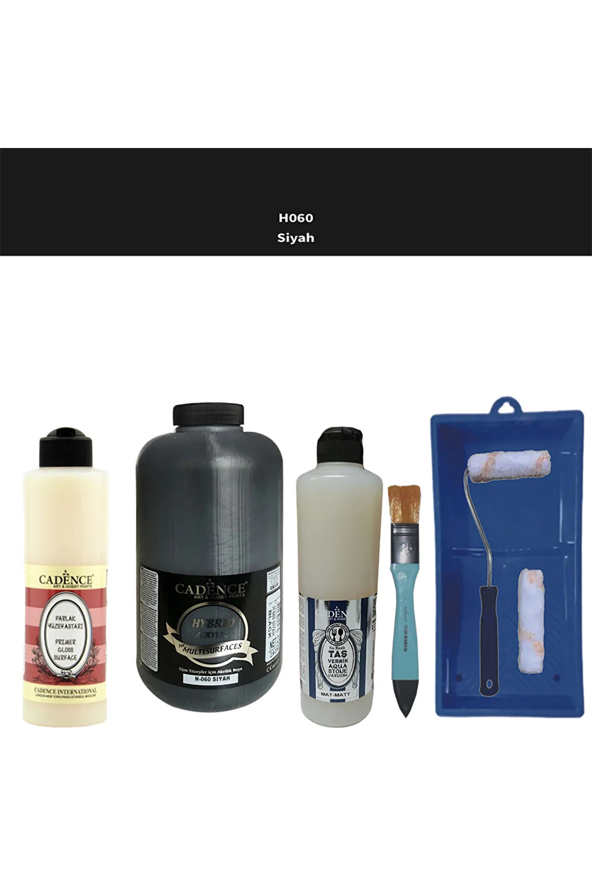 Banyo Mutfak-Cadence Multi H-060 Siyah 2000Ml Par Yüzey Ast 500Ml Taş Vernik Mat 500Ml Satenruloset