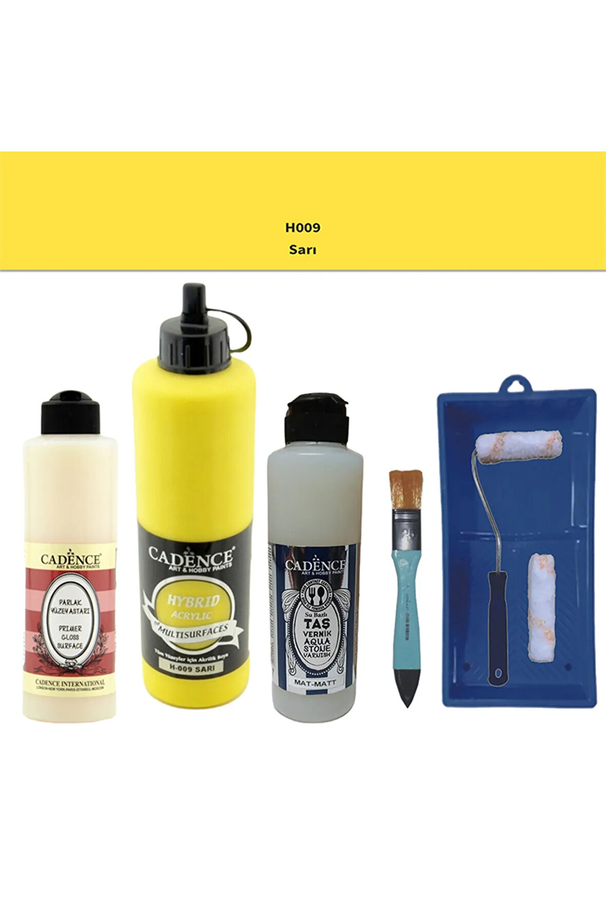 Banyo Mutfak Boyası-Cadence Multi H-009 Sarı 500Ml Pya250Ml Taş Vernik Mat 250Ml Saten Rulo
