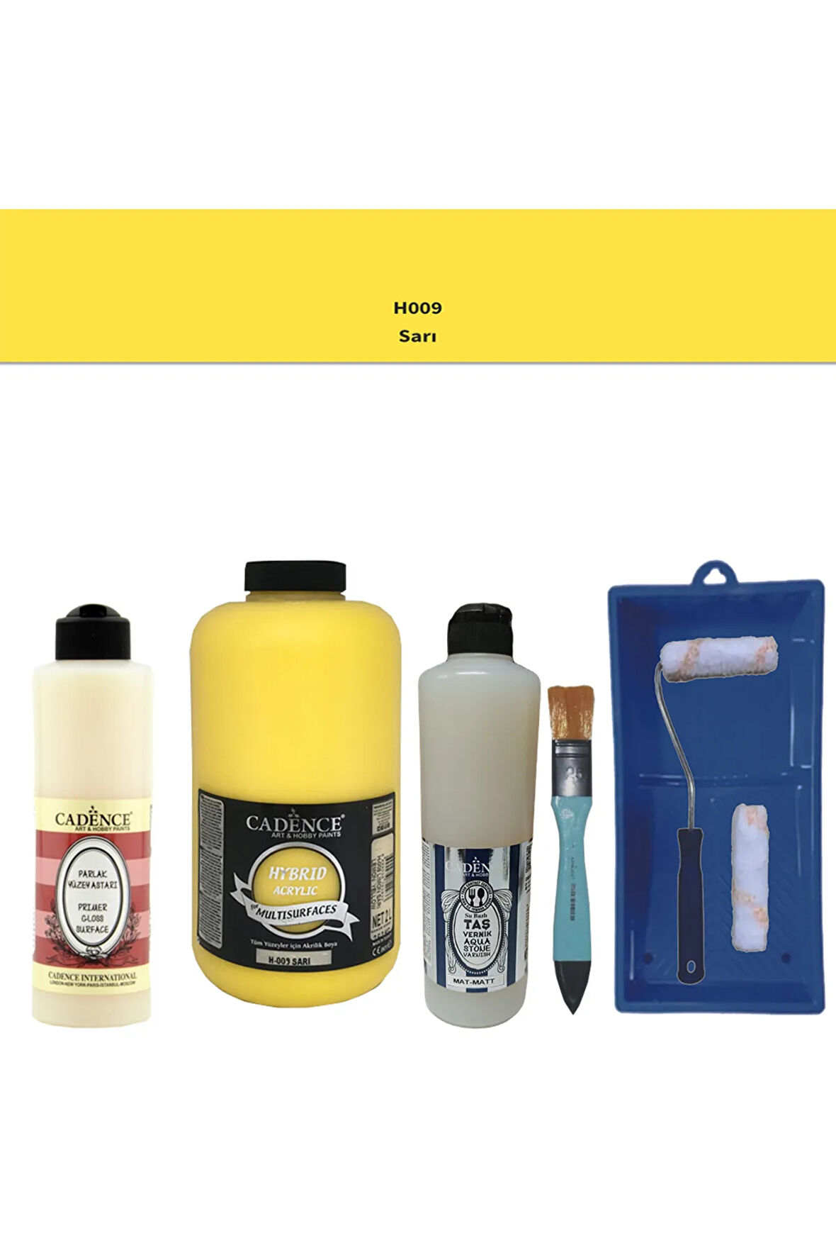 Banyo Mutfak-Cadence Multi H-009 Sarı 2000Ml Par Yüzey Ast 500Ml Taş Vernik Mat 500Ml Satenruloset
